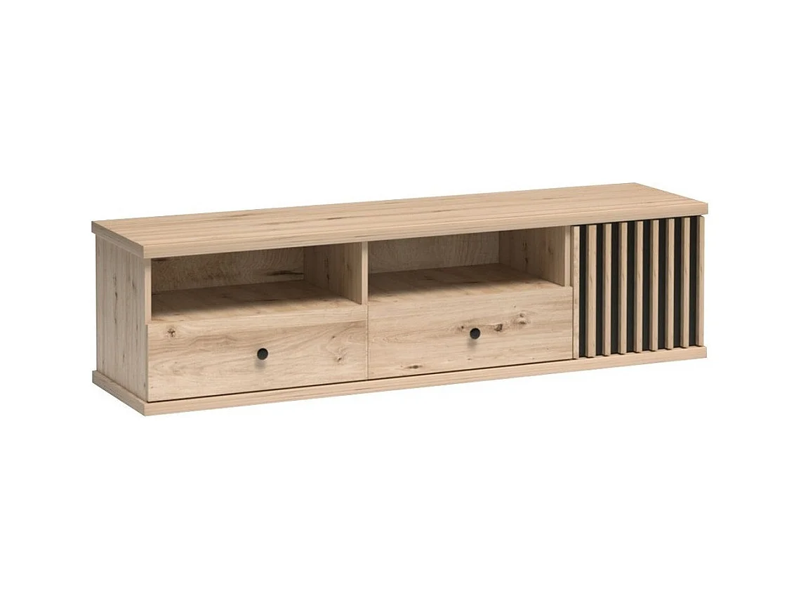 Meuble TV Venmava 105, Noir|Chêne Artisan, Le nombre de portes: 1, Nombre de tiroirs: 2,