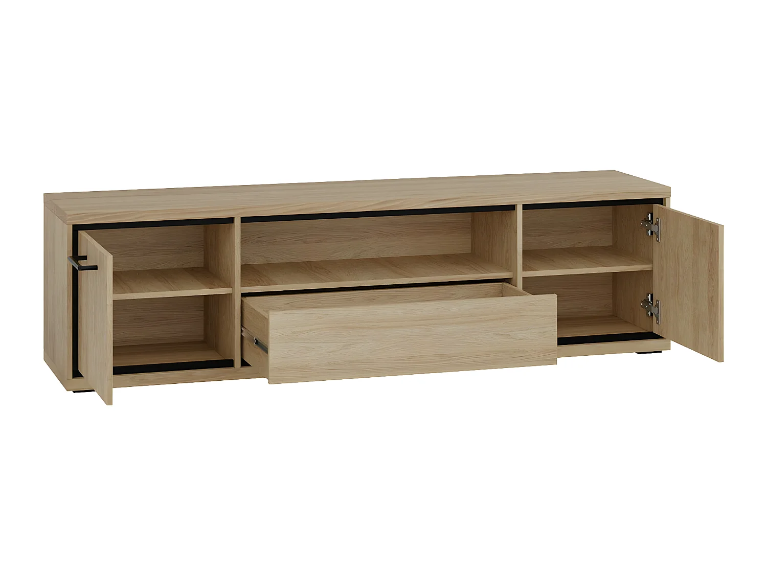 Meuble TV Etrmoni 111, Clair bois, Le nombre de portes: 2, Nombre de tiroirs: 1, 181x48cm