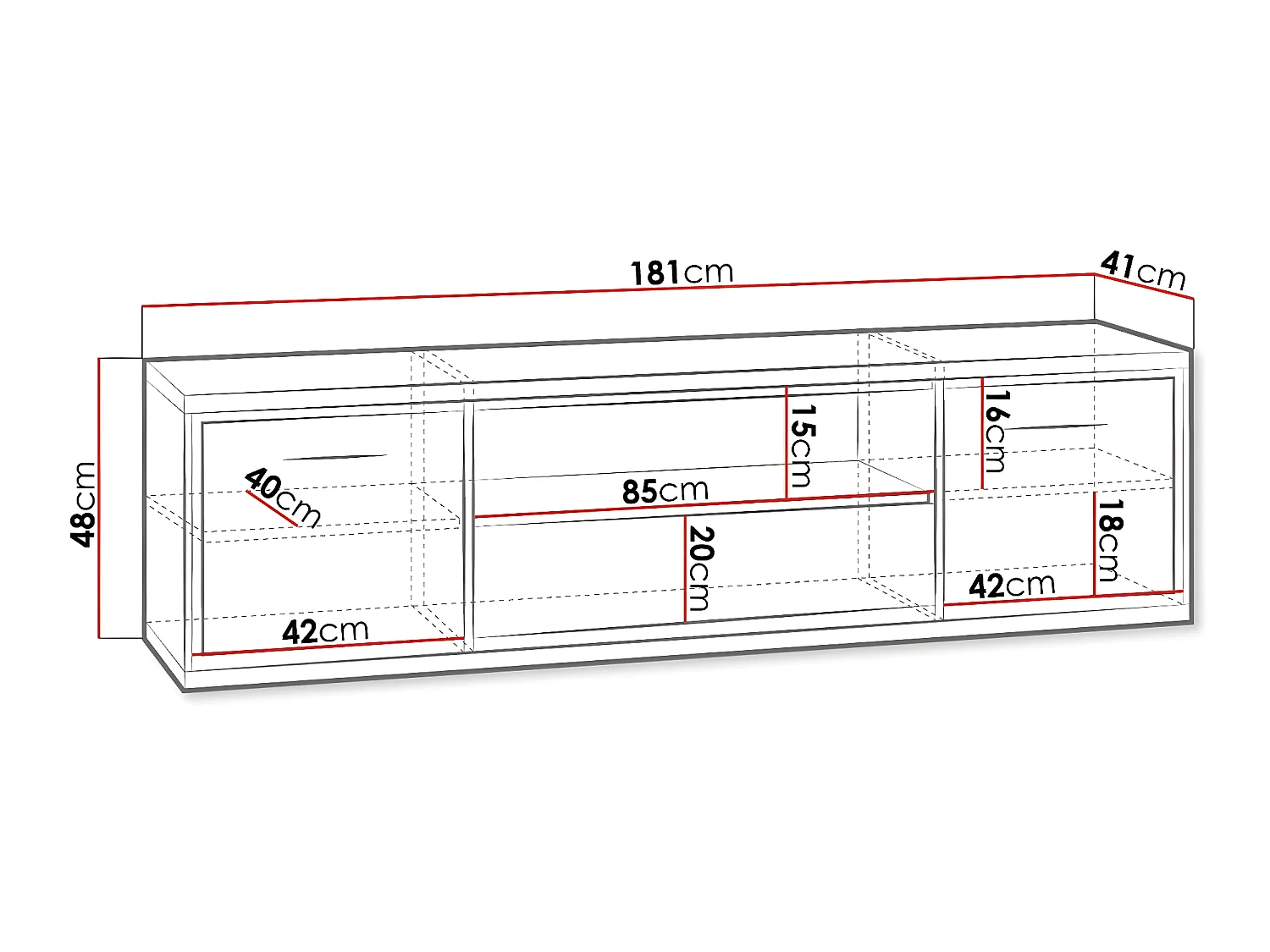 Meuble TV Etrmoni 111, Clair bois, Le nombre de portes: 2, Nombre de tiroirs: 1, 181x48cm