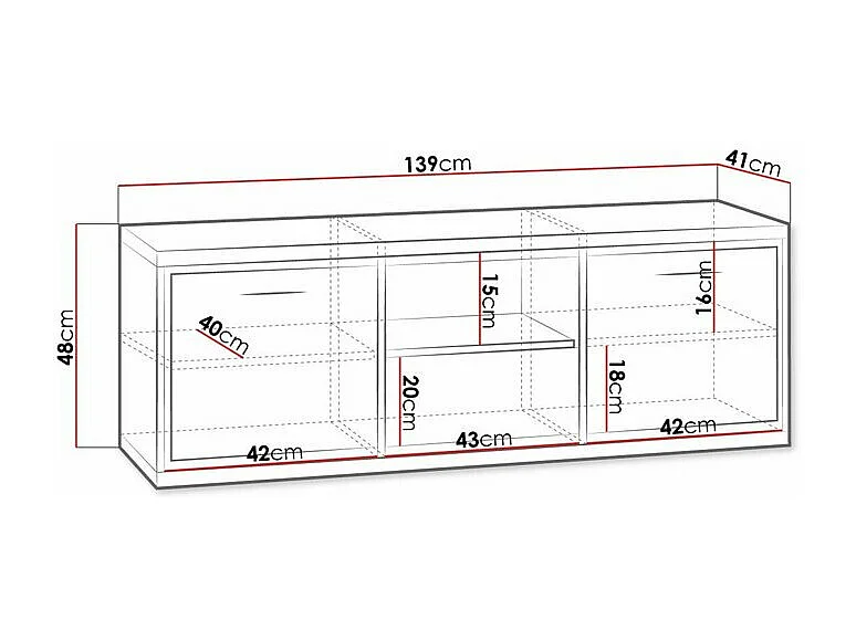 Mueble TV Stanton F113, Roble|Luminoso madera, Número de puertas: 2.00, 139x48x41cm