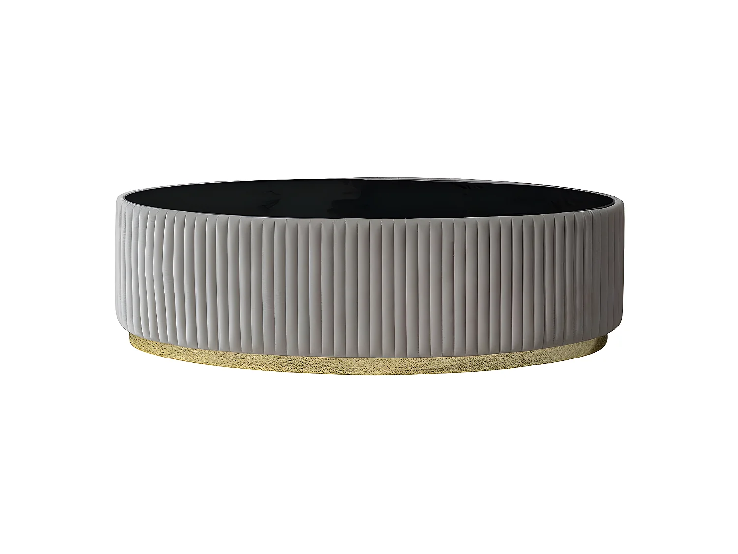 Table basse Grand/Tissu&Verre/Beige