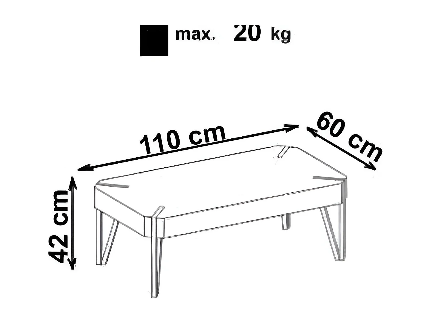 Couchtisch Emily/MDF&Metall/Eichebraun