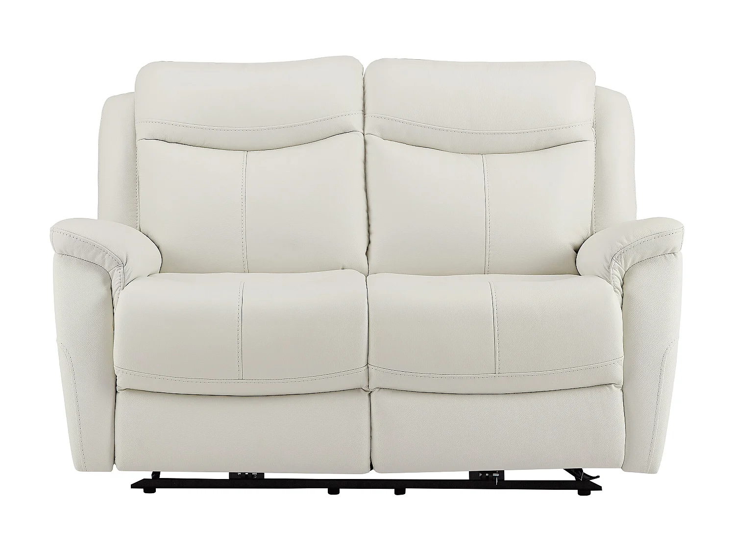 Canapé 3 places 2 places et fauteuil relax électrique en cuir de vachette blanc NOMAJO