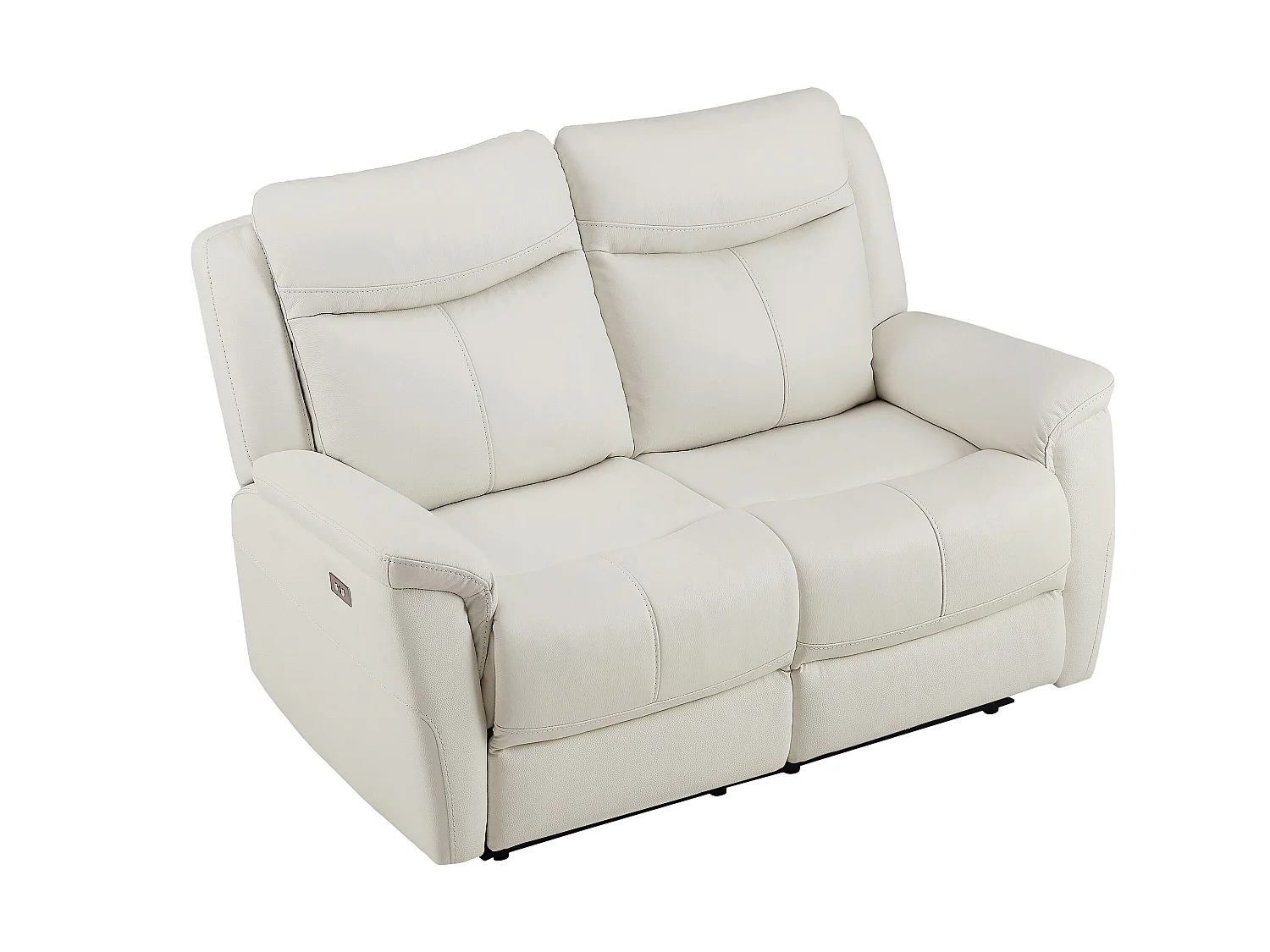 Canapé 3 places 2 places et fauteuil relax électrique en cuir de vachette blanc NOMAJO