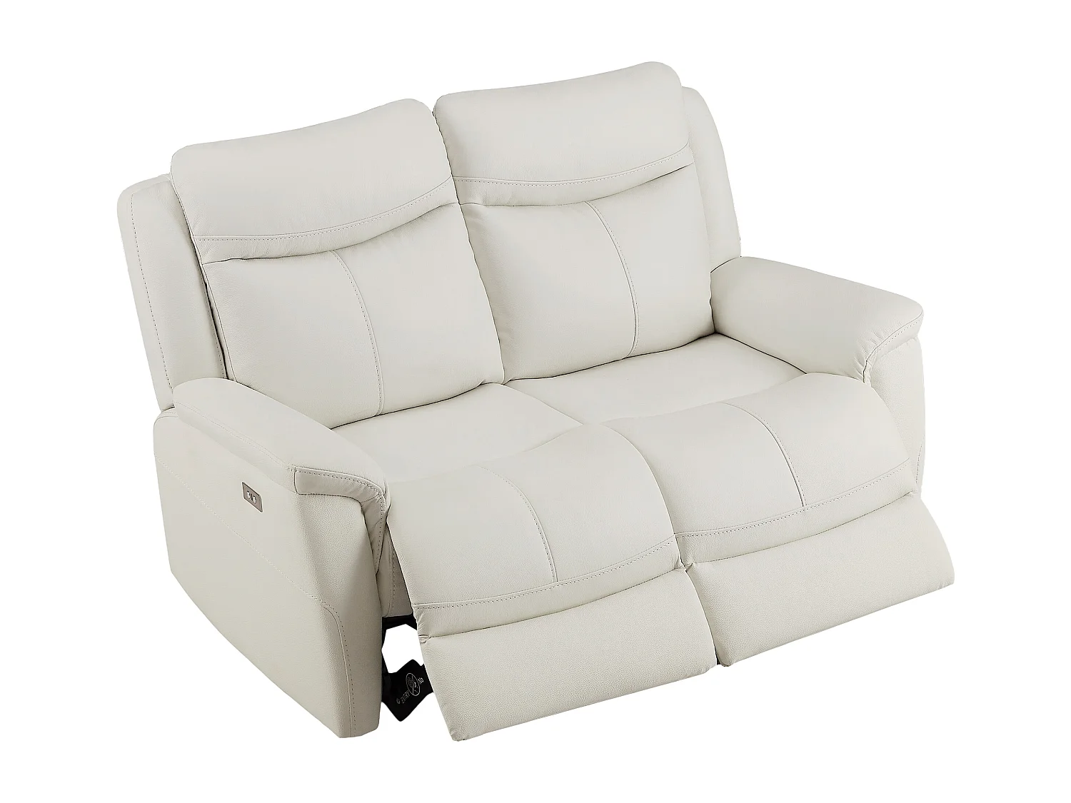 Canapé 3 places 2 places et fauteuil relax électrique en cuir de vachette blanc NOMAJO