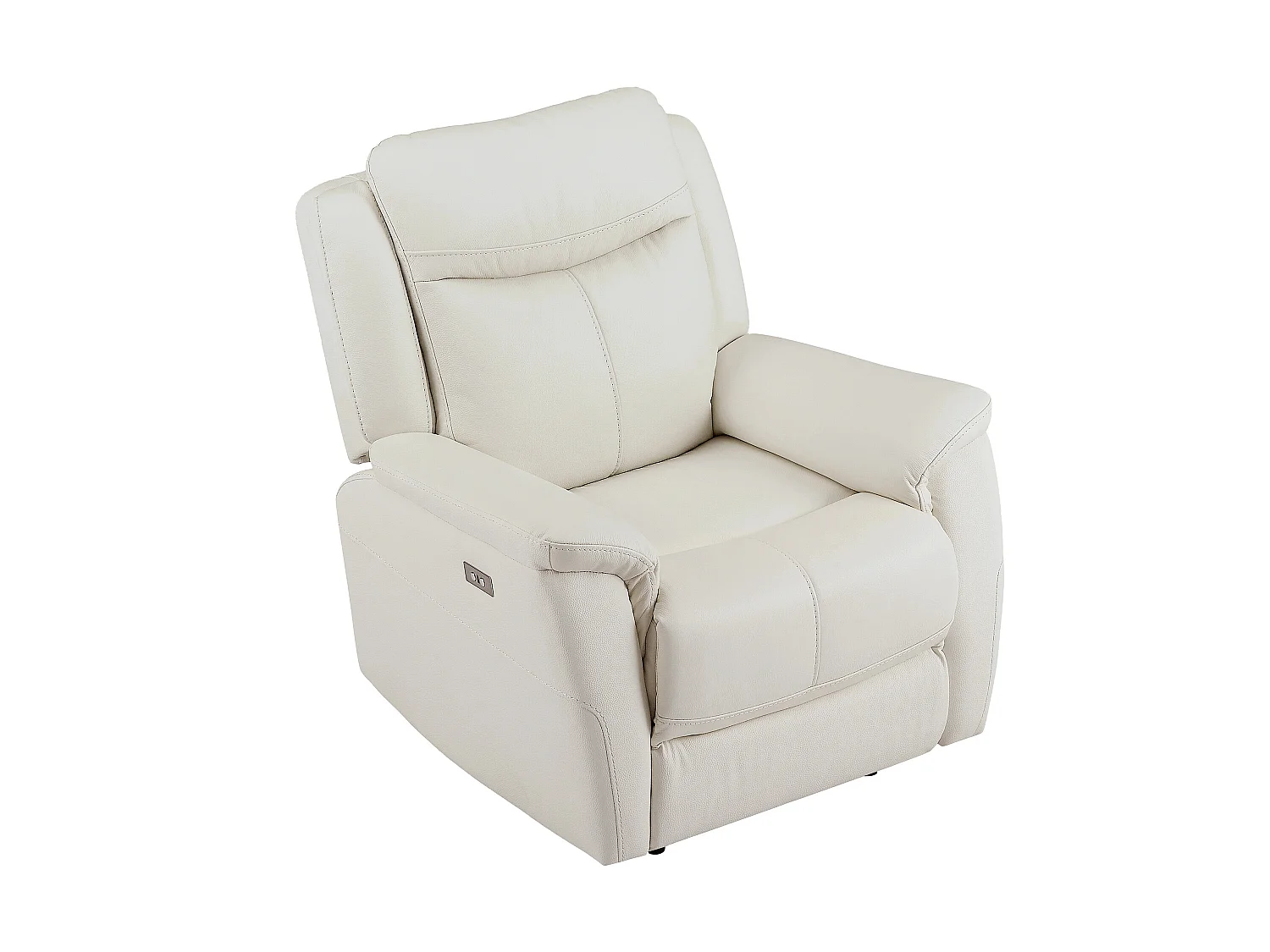 Relaxsofa 3-Sitzer & Relaxsessel elektrisch - Rindsleder - Weiß - NOMAJO