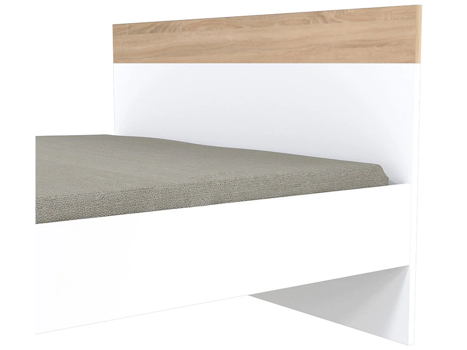 Lit double 140x190cm, blanc et chêne blanchi