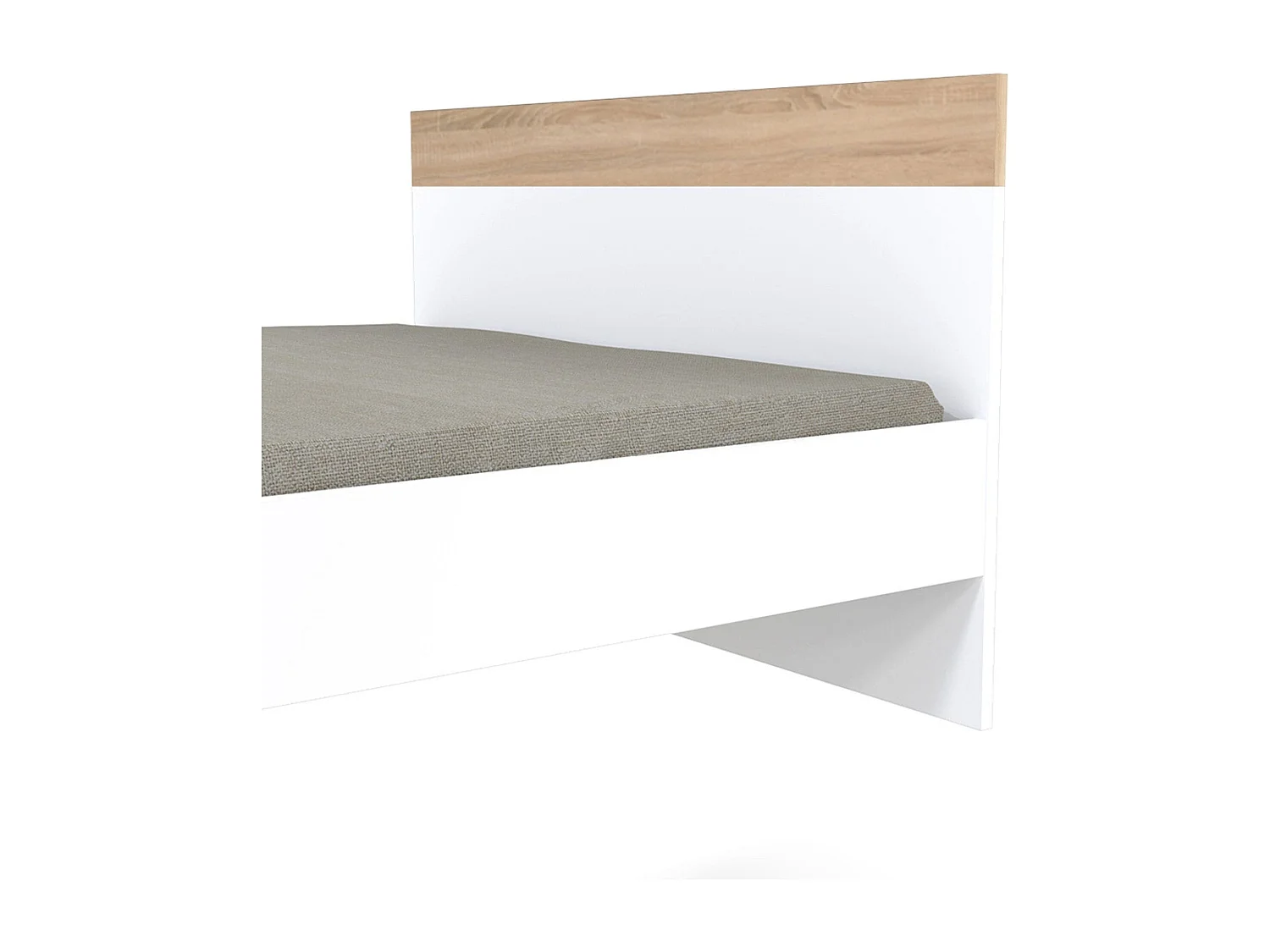 Lit double 140x190cm, blanc et chêne blanchi