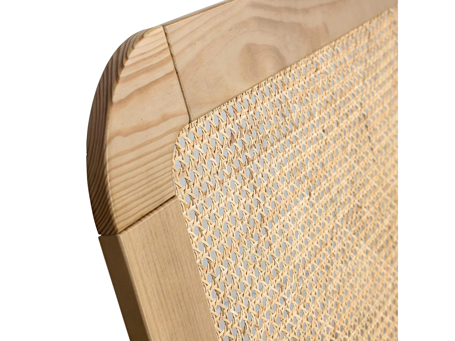 Ensemble lit en bois naturel 160x200cm + tête de lit 160cm en cannage SMOOTHCLOUD - LT38006