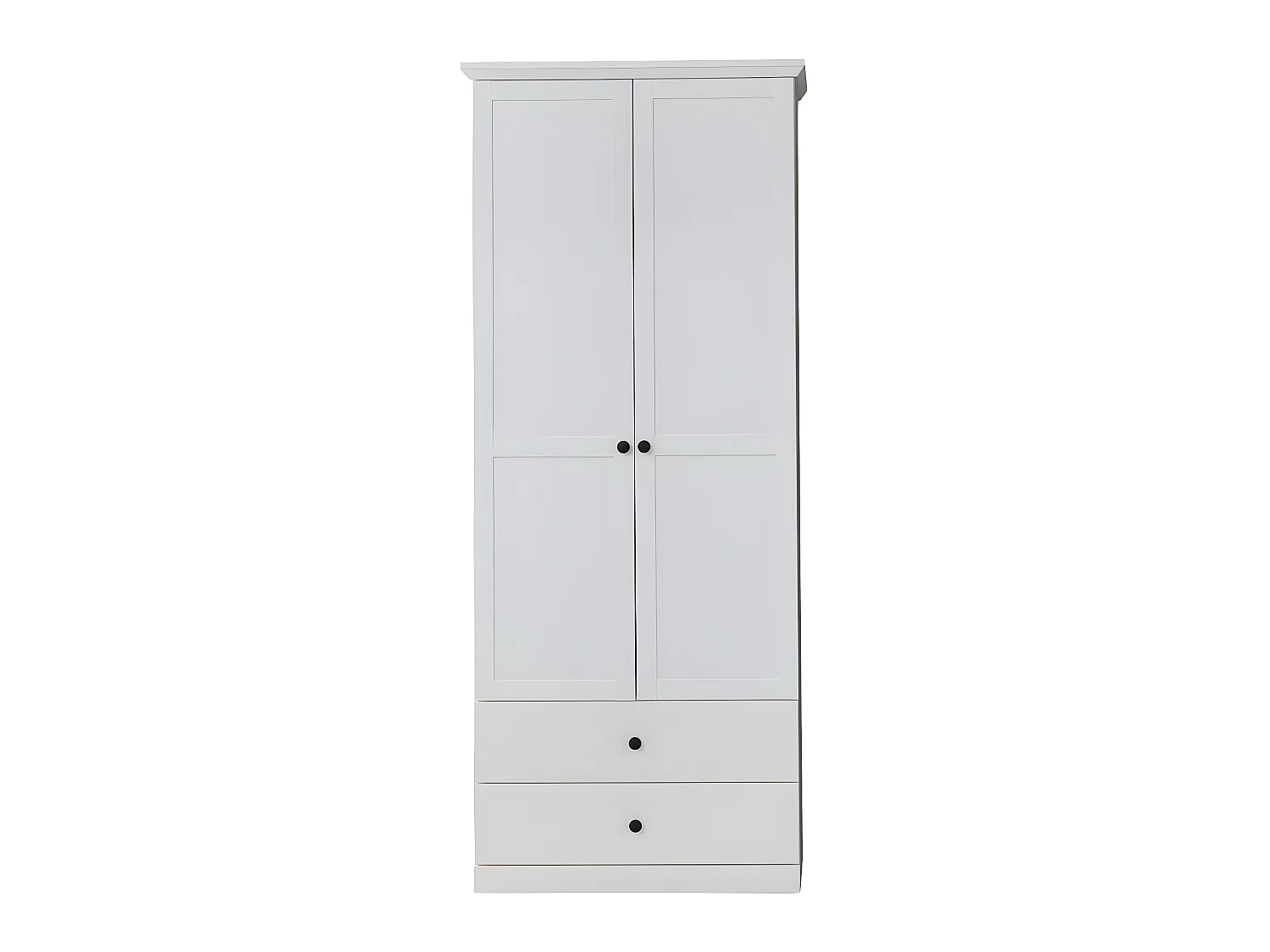 BrandsonBaxter Armoire 2 portes, 2 tiroirs, blanc.