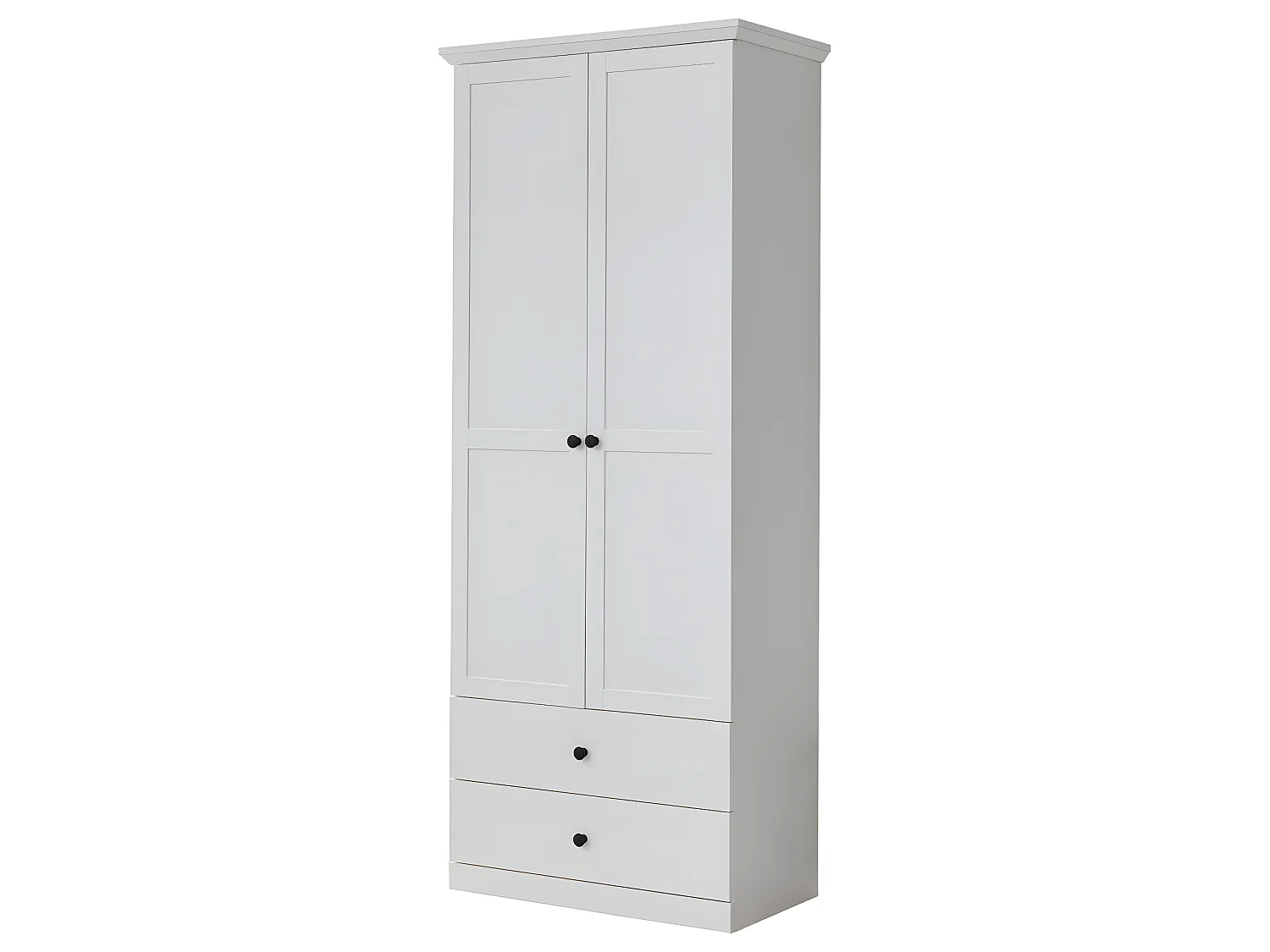 BrandsonBaxter Armoire 2 portes, 2 tiroirs, blanc.