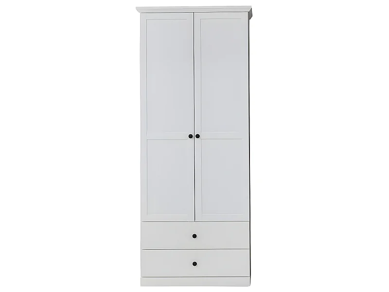 BrandsonBaxter Armoire 2 portes, 2 tiroirs, blanc.