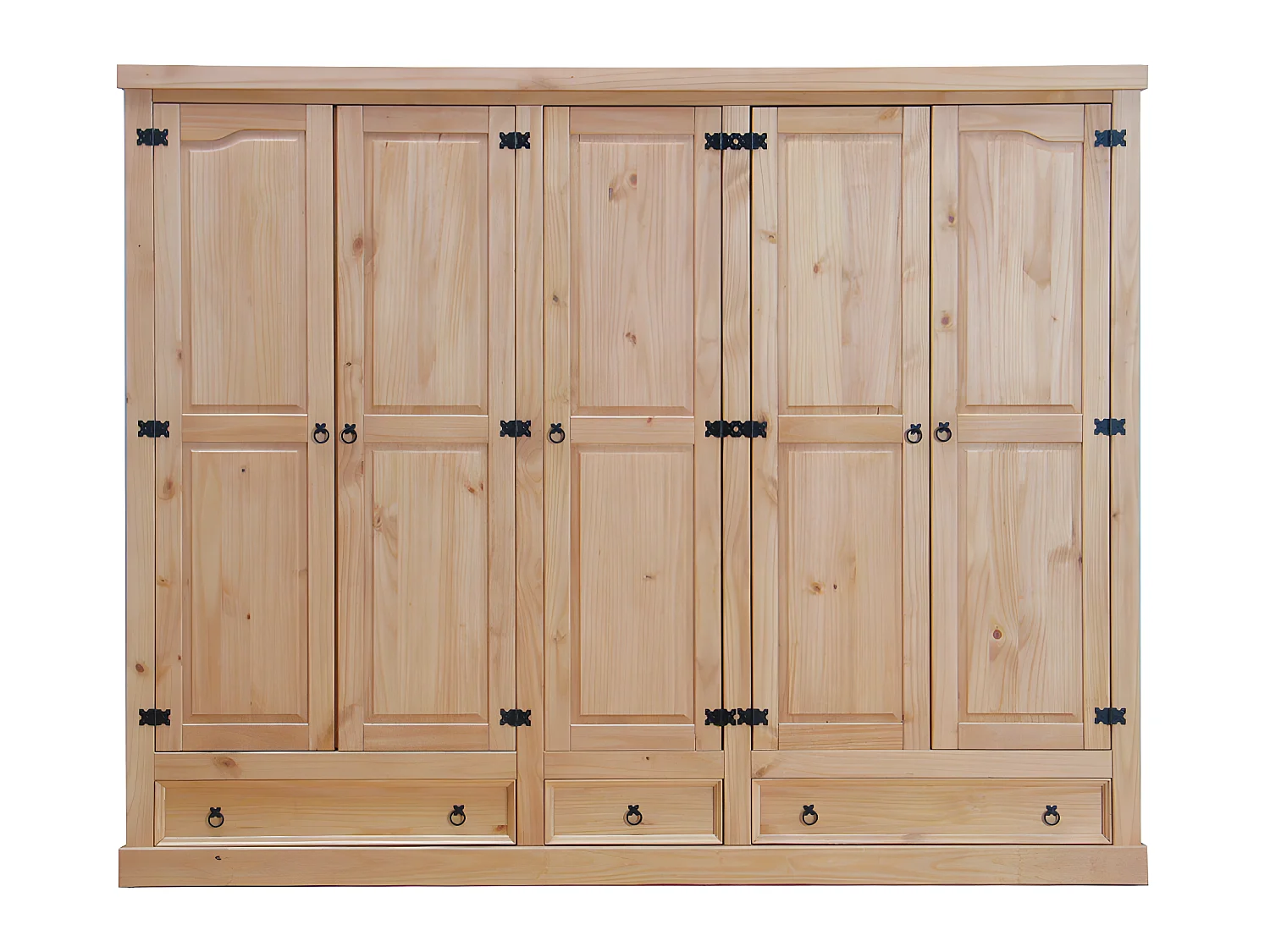 New Mexico Armoire 5 tiroirs avec 3 tiroirs largeur 244 cm, hauteur 195 cm, délavé/ciré.