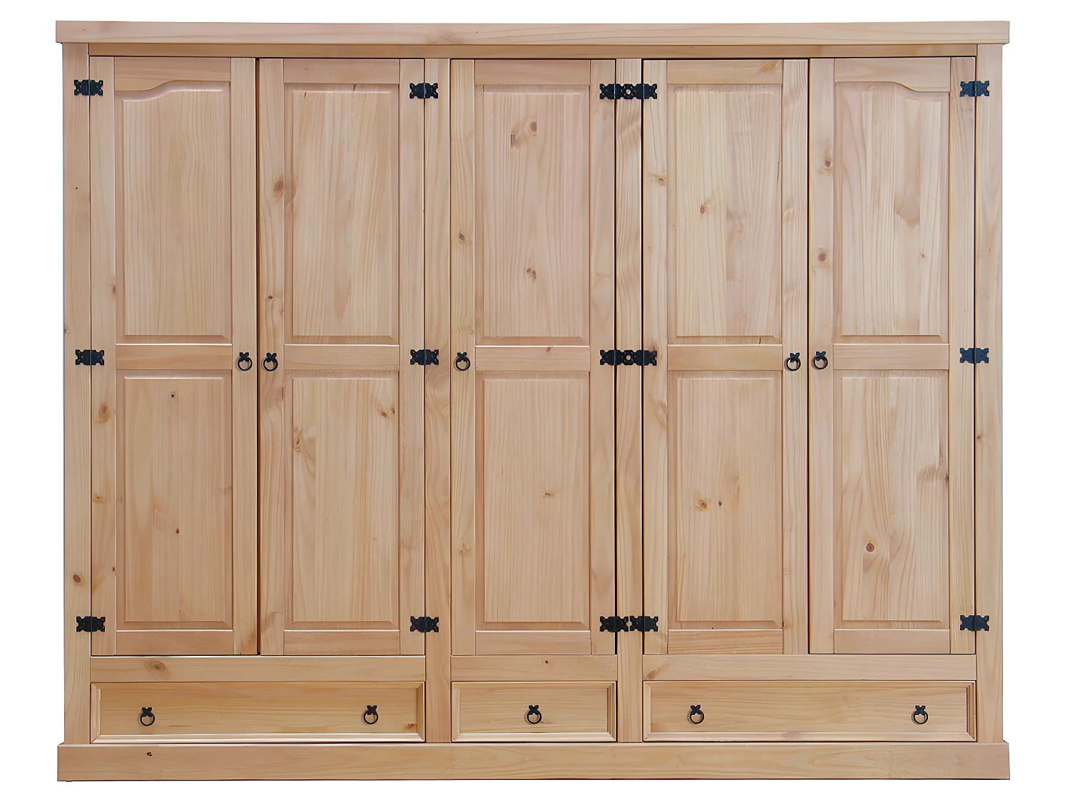 New Mexico Armoire 5 tiroirs avec 3 tiroirs largeur 244 cm, hauteur 195 cm, délavé/ciré.