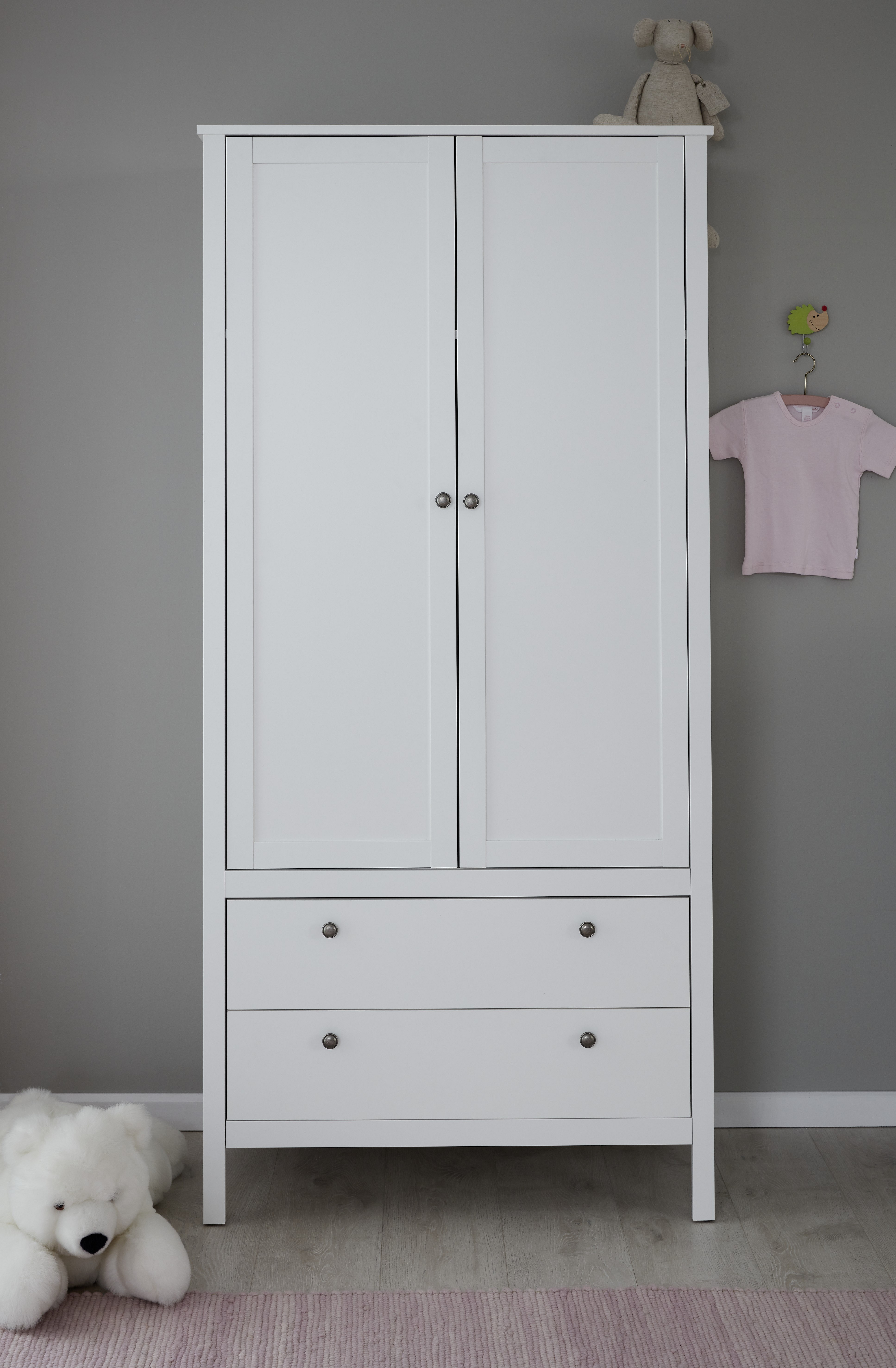 Ory Armoire 2 portes et 2 tiroirs, blanc.