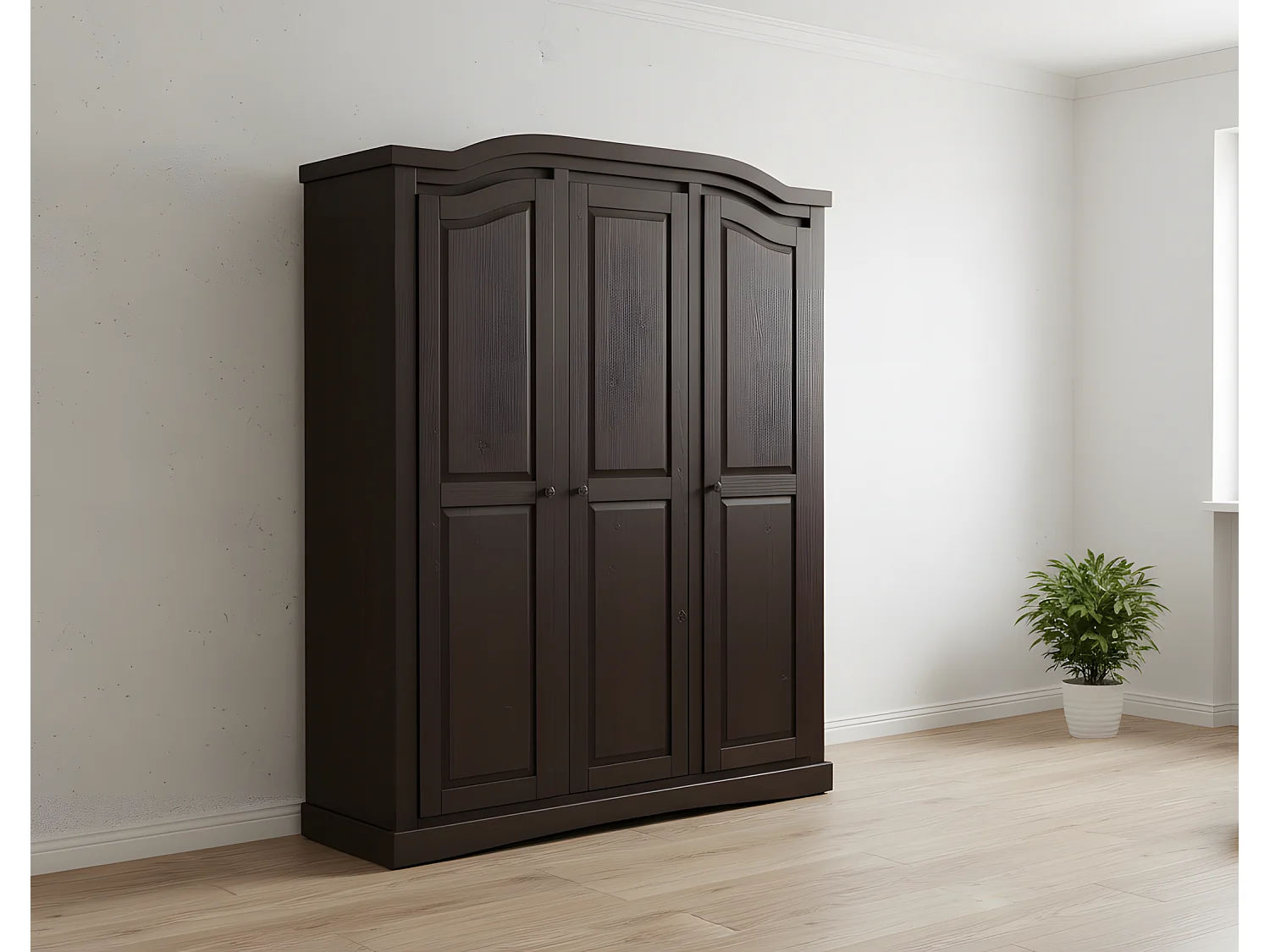 Bruine 3-deurs kledingkast Rico.