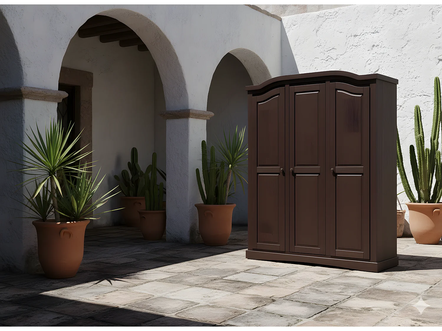 Bruine 3-deurs kledingkast Rico.