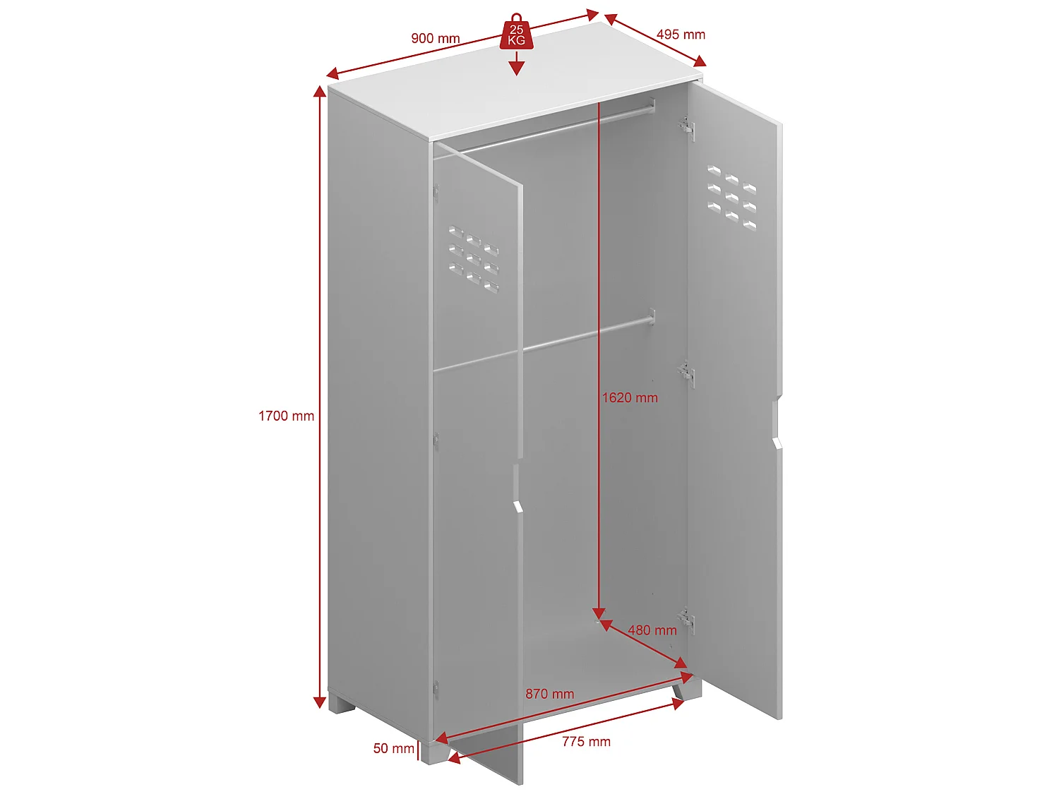 Loke Armoire à 2 portes, gris laqué.