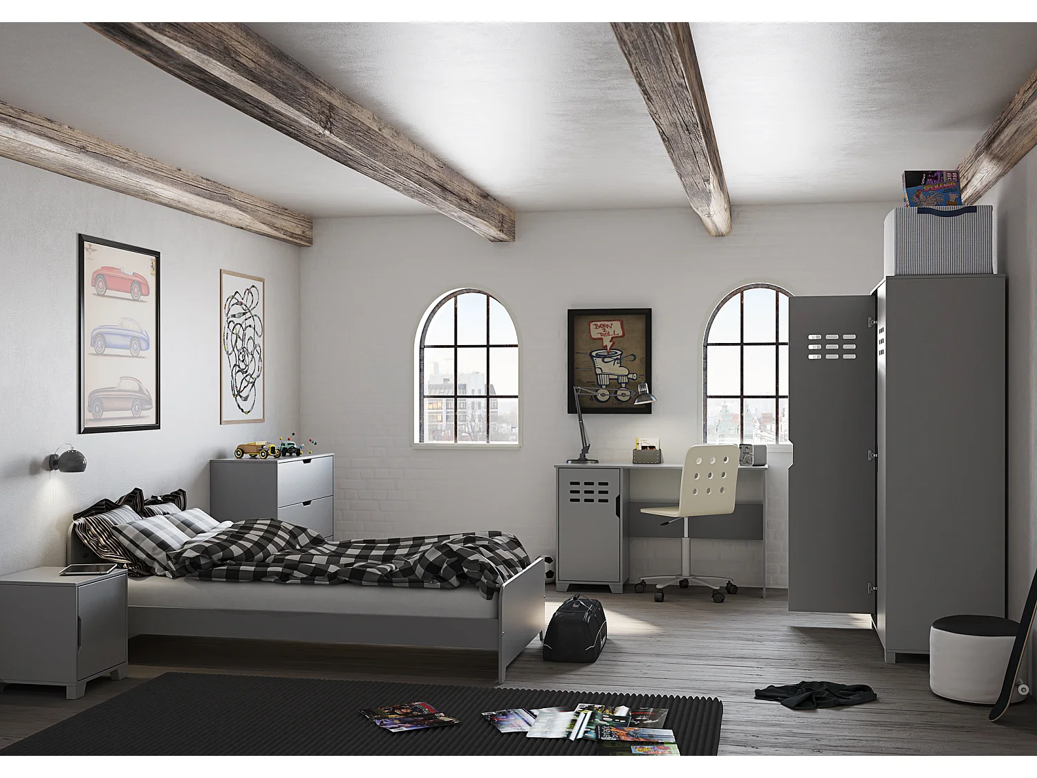 Loke Armoire à 2 portes, gris laqué.