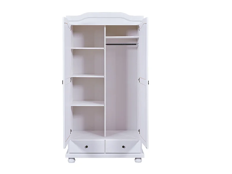 Reusal Armoire 2 portes, 2 tiroirs, blanc.