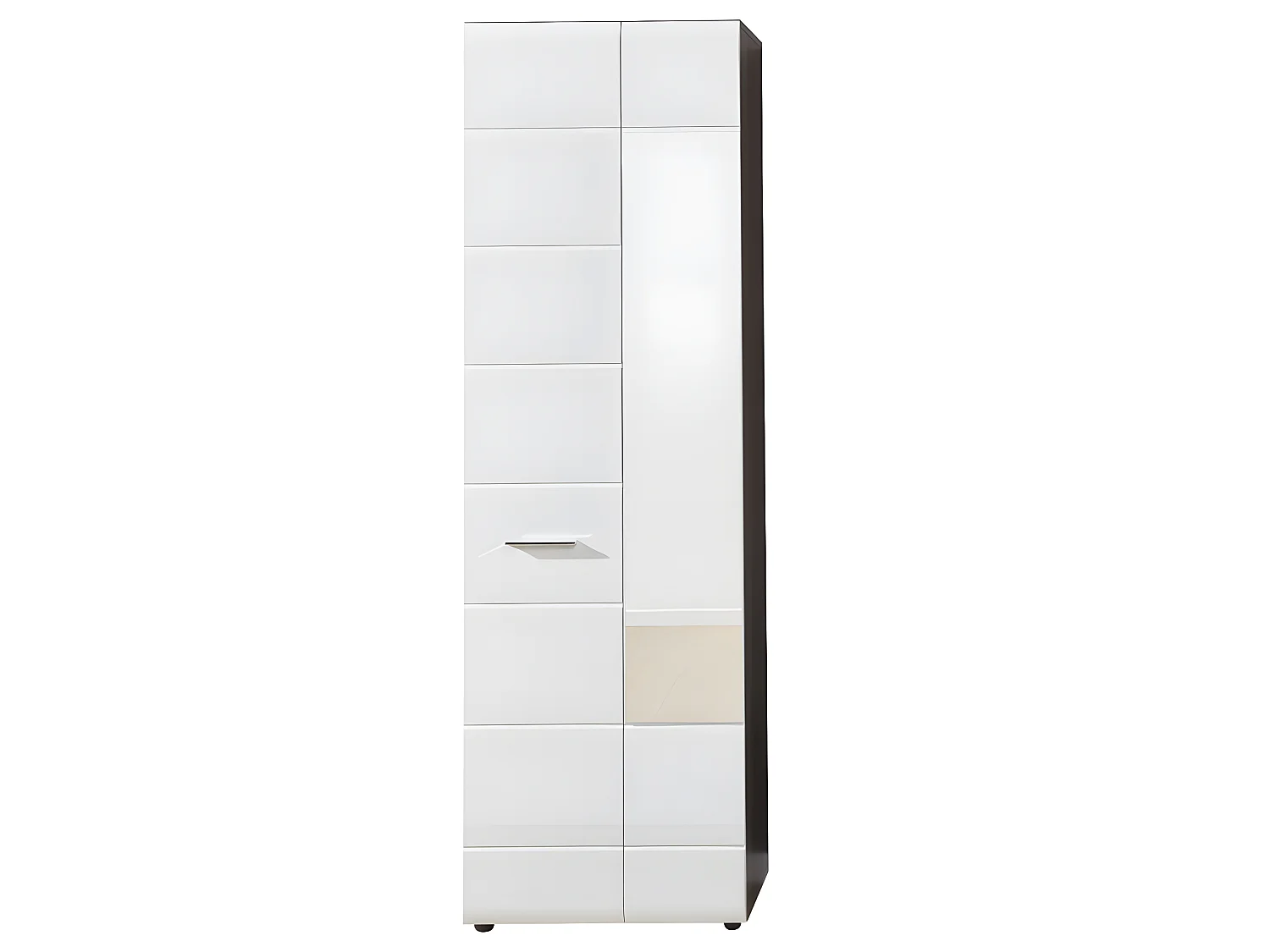 LineGD Garderobenschrank 2 Türen rauchsilber, weiß Hochglanz.