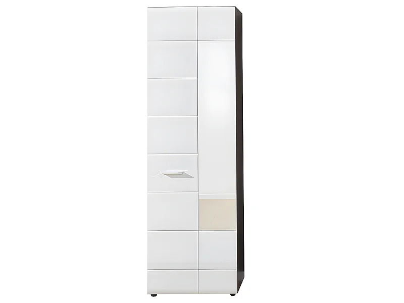 LineGD Garderobenschrank 2 Türen rauchsilber, weiß Hochglanz.