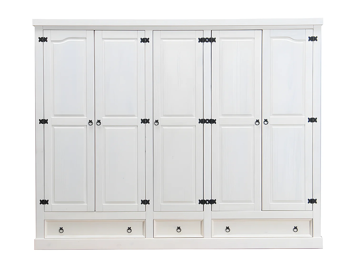 New Mexico Armoire 5 tiroirs avec 3 tiroirs , largeur 244 cm, hauteur 195 cm, blanc/cire.