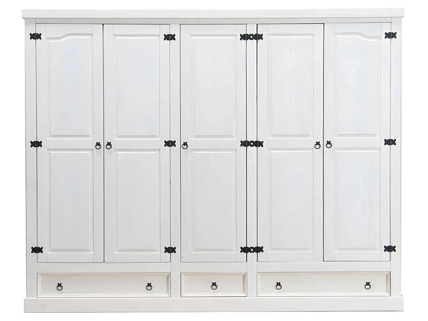 New Mexico Armoire 5 tiroirs avec 3 tiroirs , largeur 244 cm, hauteur 195 cm, blanc/cire.