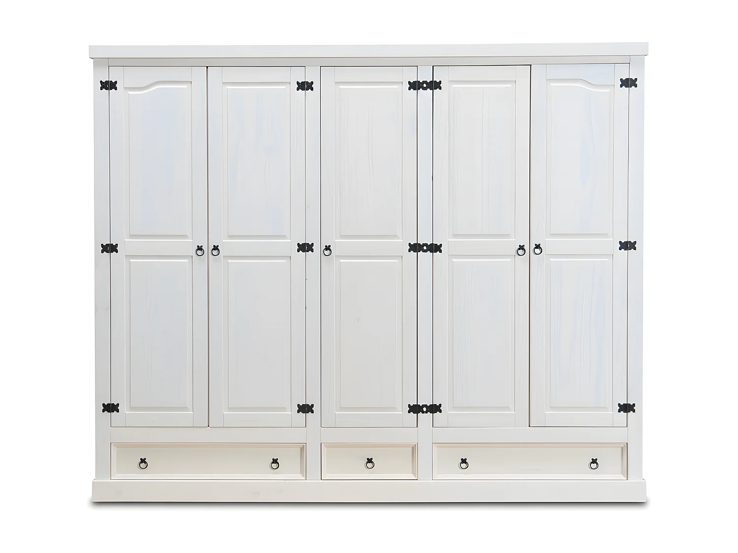 New Mexico Armoire 5 tiroirs avec 3 tiroirs , largeur 244 cm, hauteur 195 cm, blanc/cire.