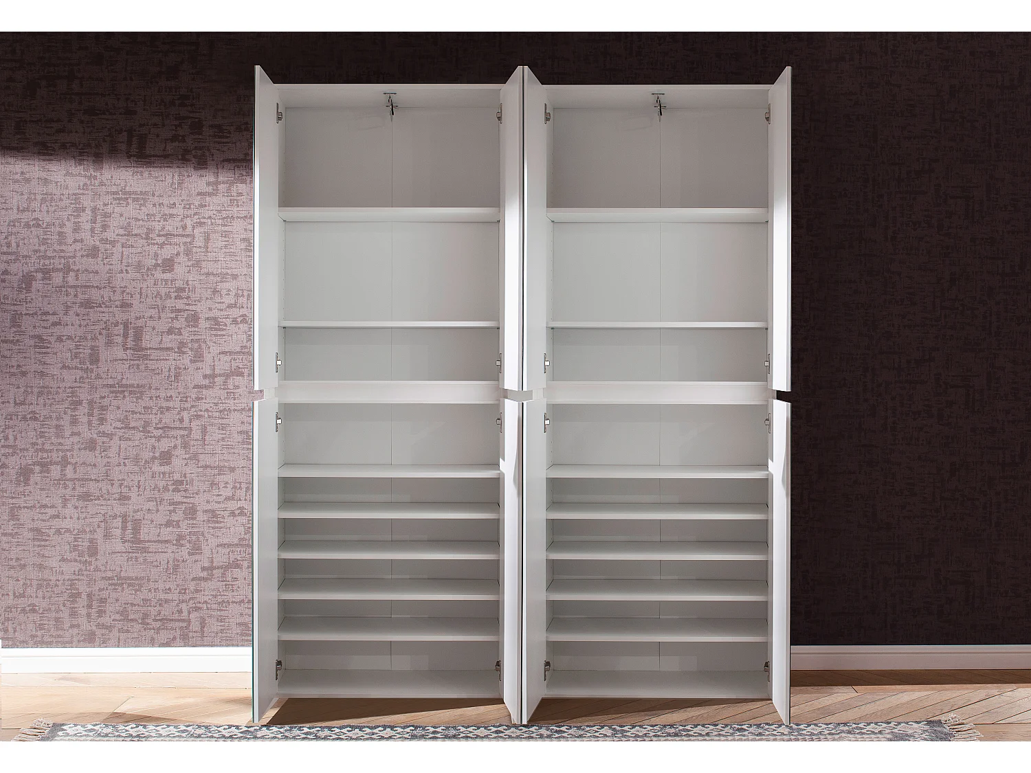 Minor Armoire 8 portes, blanc, miroir.