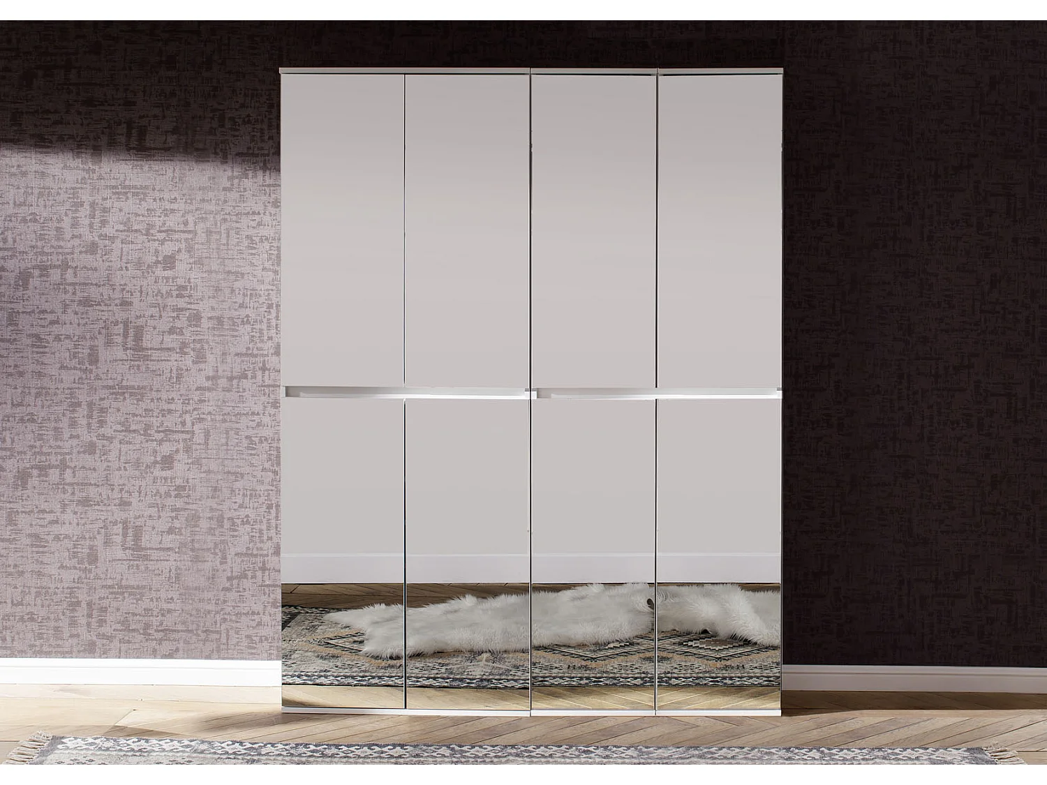 Minor Armoire 8 portes, blanc, miroir.