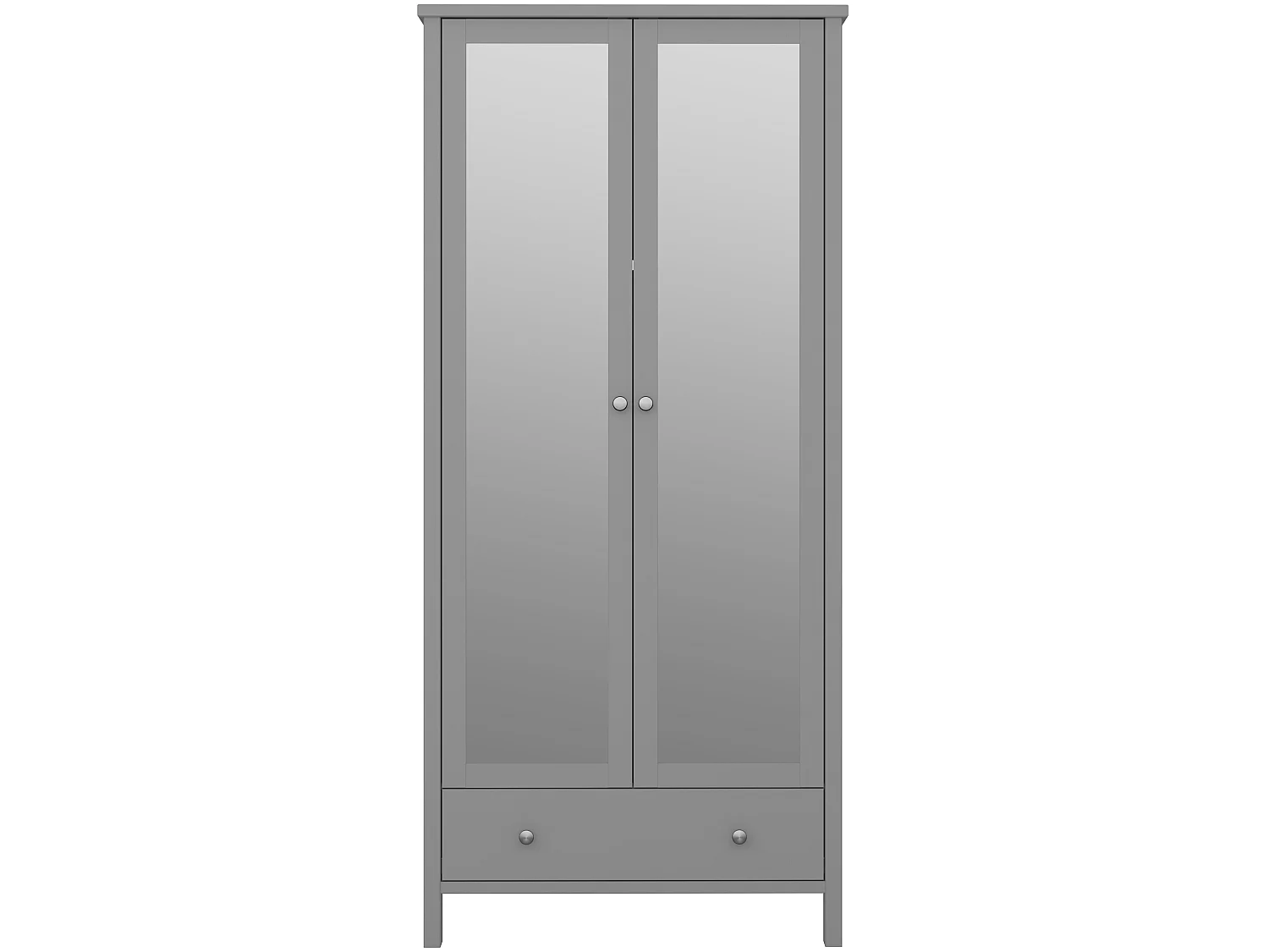 Trone Armoire 2 portes miroirs et 1 tiroir, gris laqué.