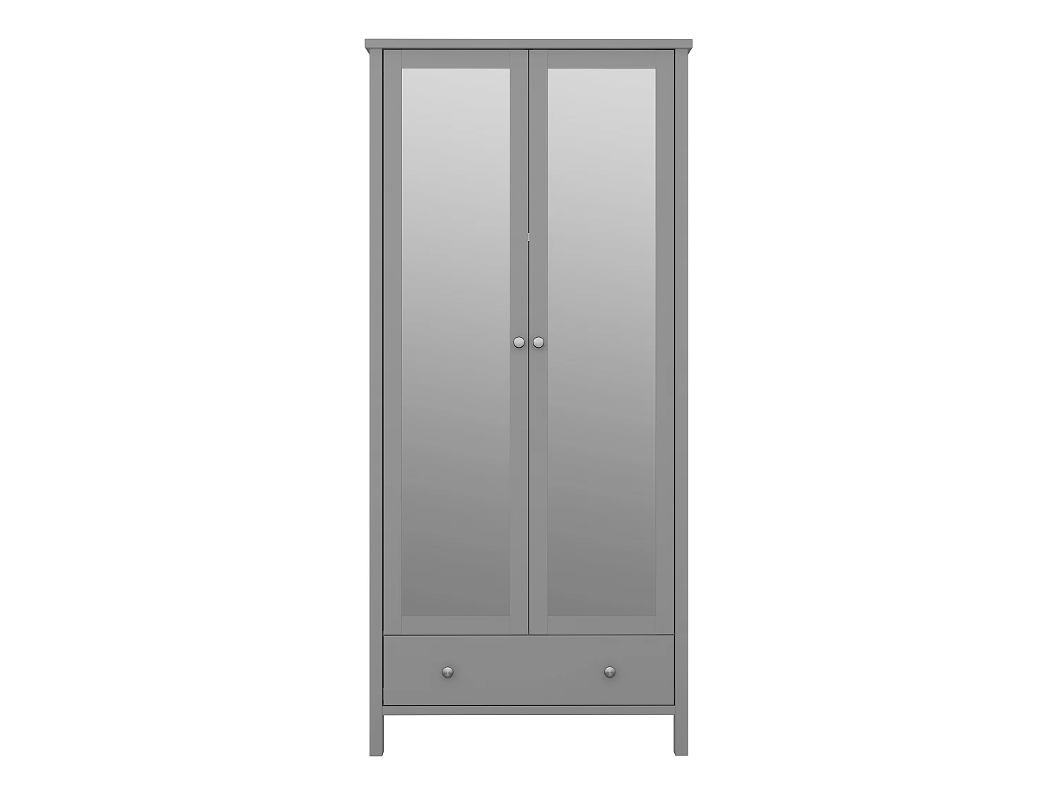 Trone kledingkast 2 spiegeldeuren en 1 lade, grijs gelakt.