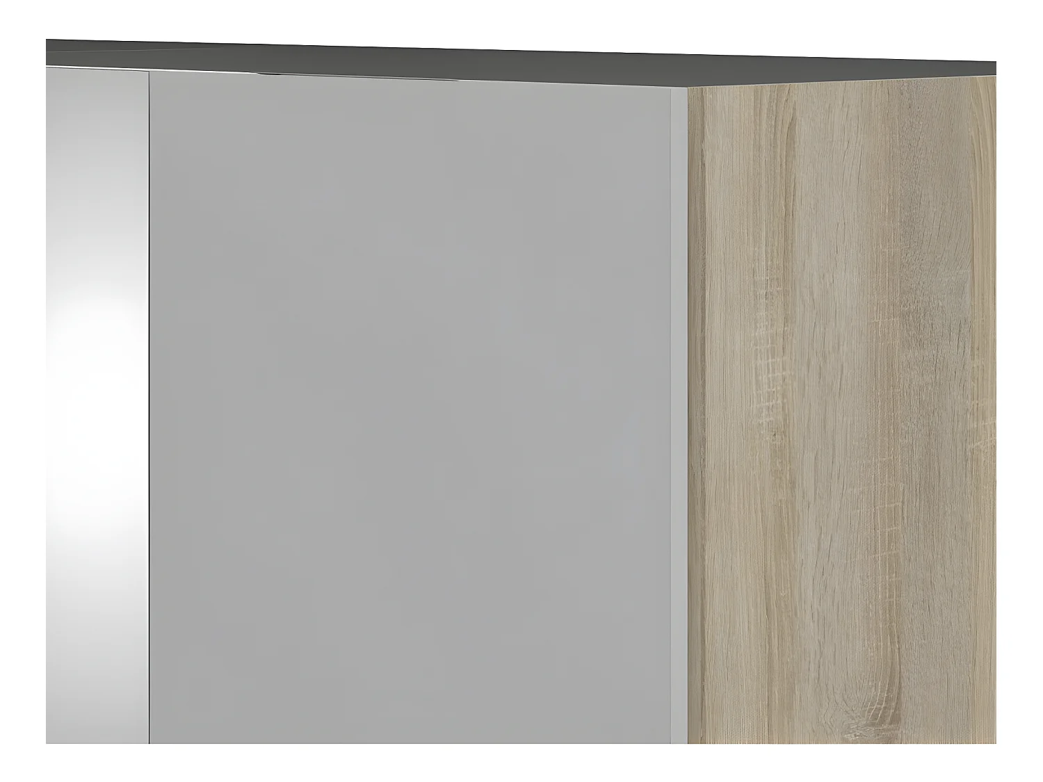 Saskia kledingkast 1 spiegeldeur + 2 deuren wit hoogglans en eiken decor.