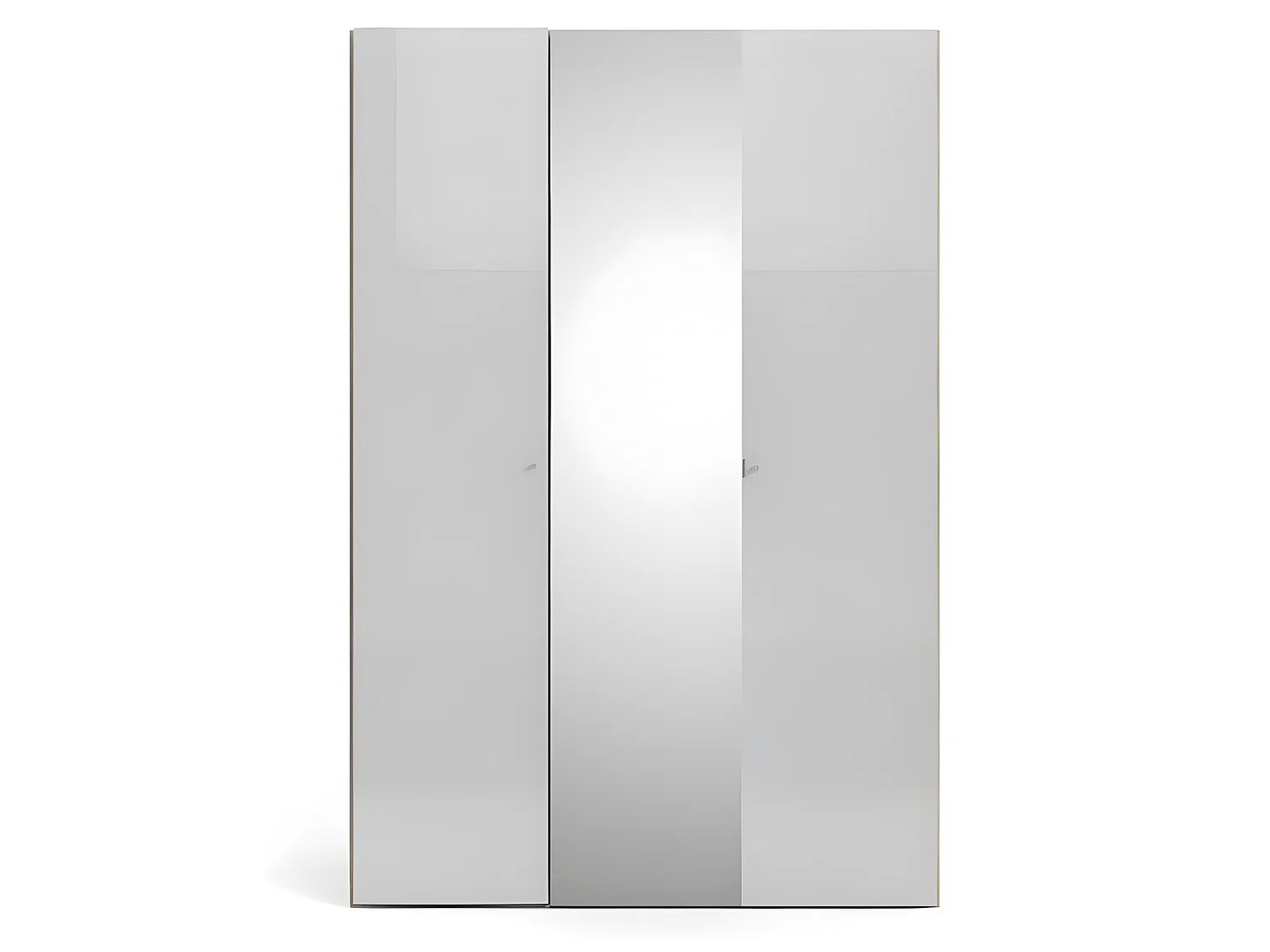 Saskia Armoire 1 porte miroir et 2 portes. Teinte blanc brillant et chêne.