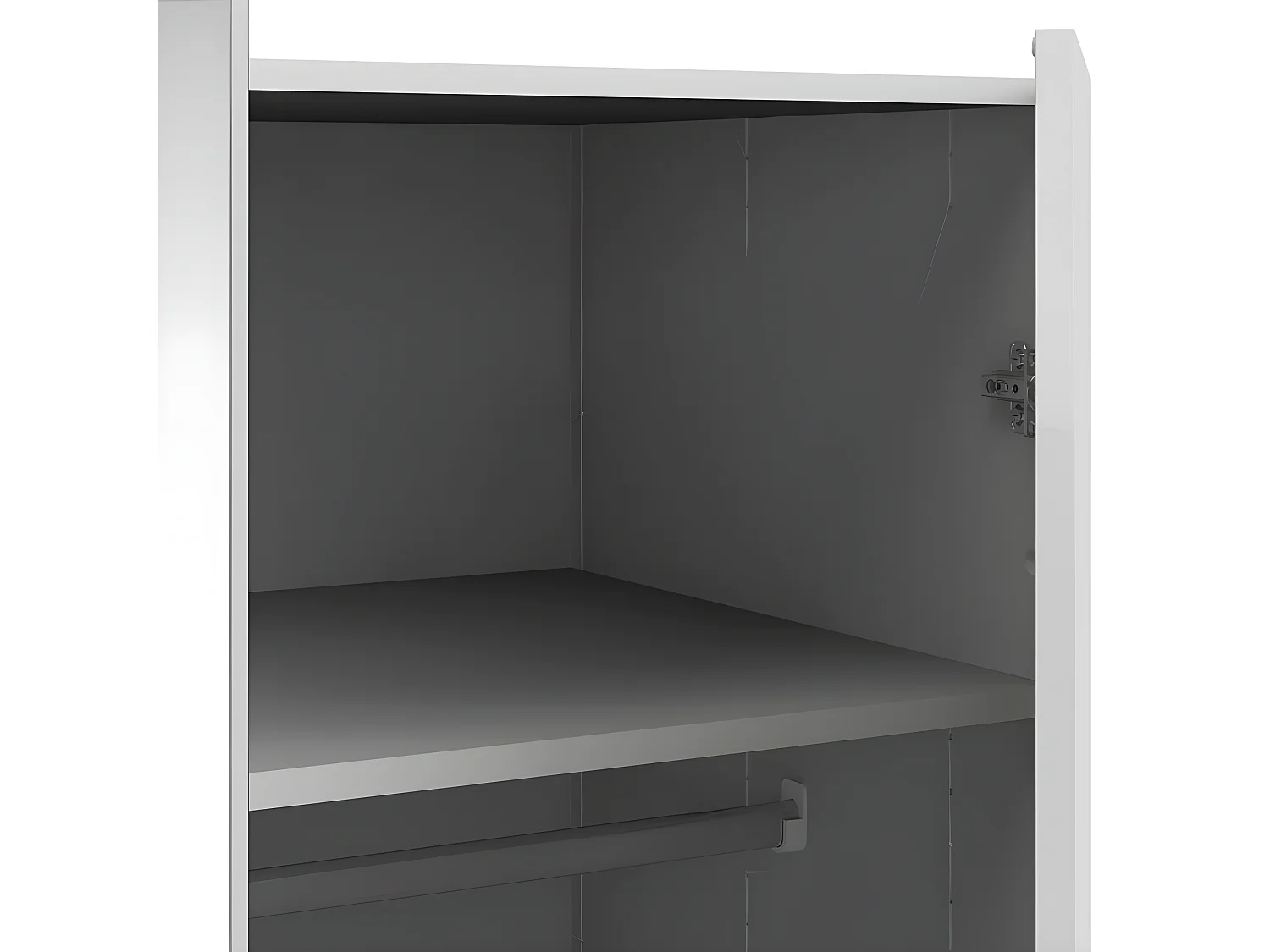 Saskia Armoire 1 porte miroir et 2 portes. Teinte blanc brillant et chêne.