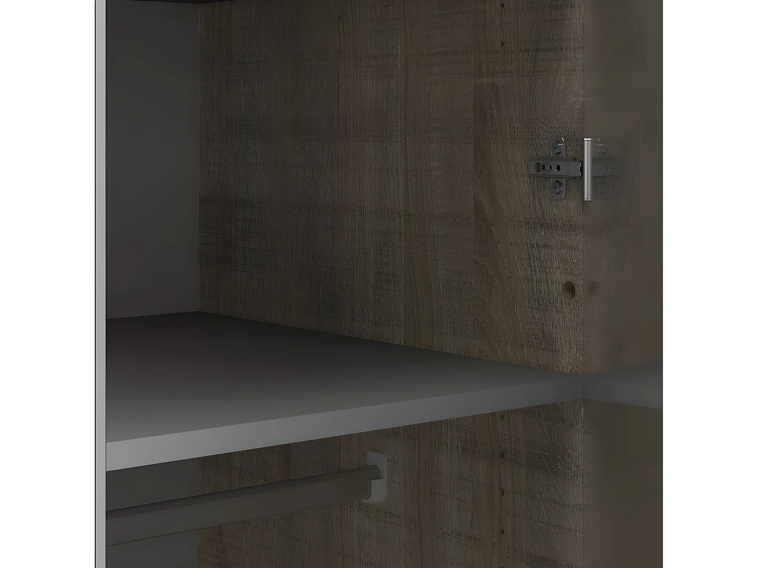 Saskia Armoire 1 porte miroir et 2 portes. Teinte blanc brillant et chêne.