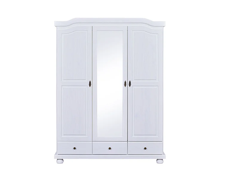 Kapco Armoire 2 portes, 1 porte miroir, 3 tiroirs, blanc.