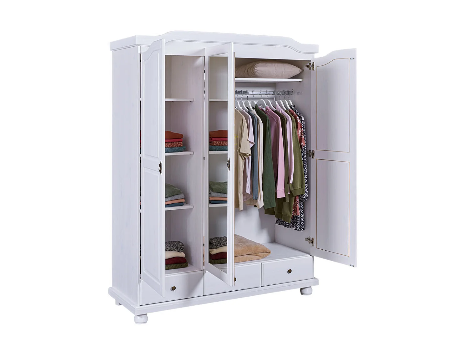 Kapco Armoire 2 portes, 1 porte miroir, 3 tiroirs, blanc.