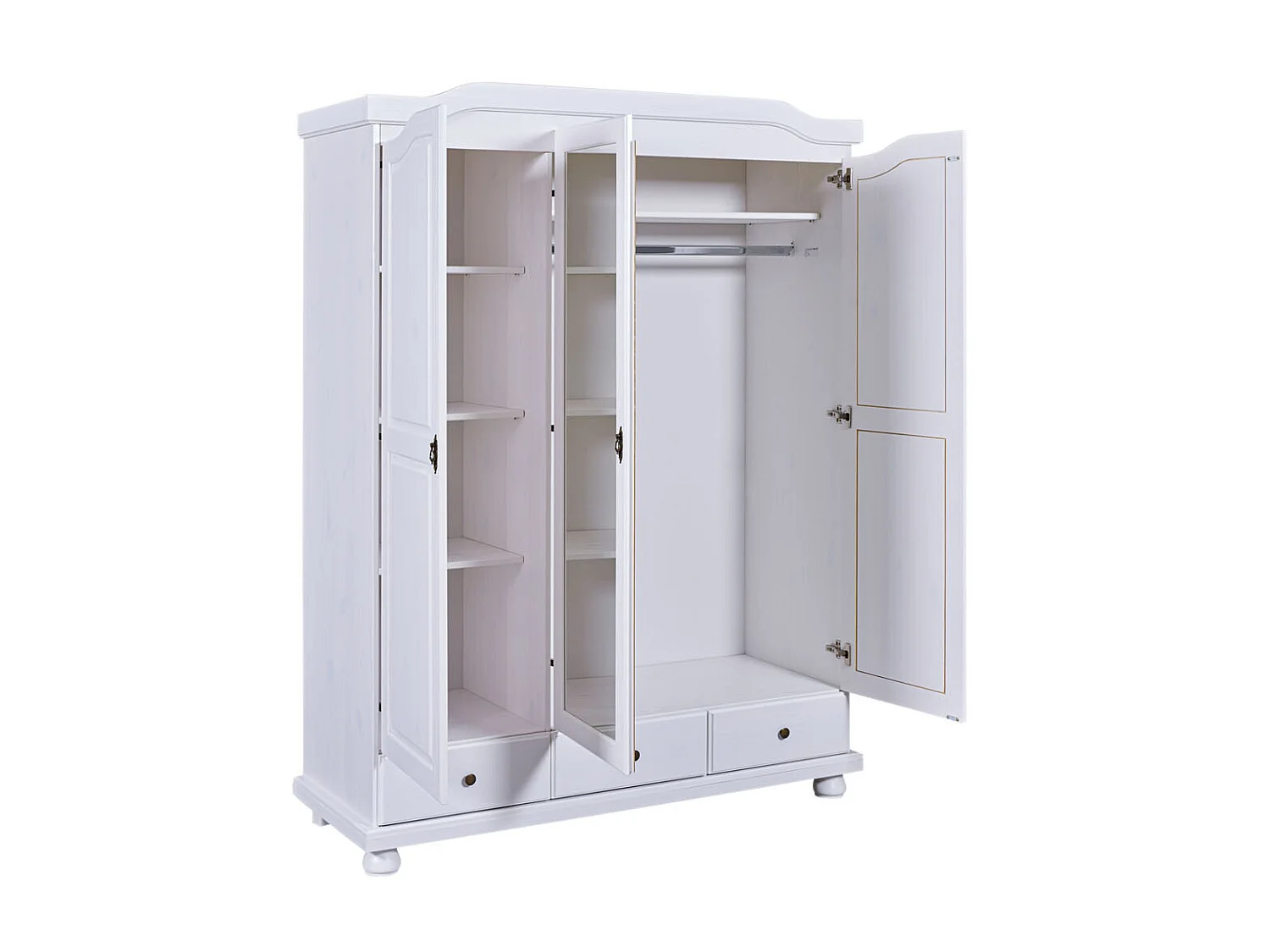 Kapco Armoire 2 portes, 1 porte miroir, 3 tiroirs, blanc.