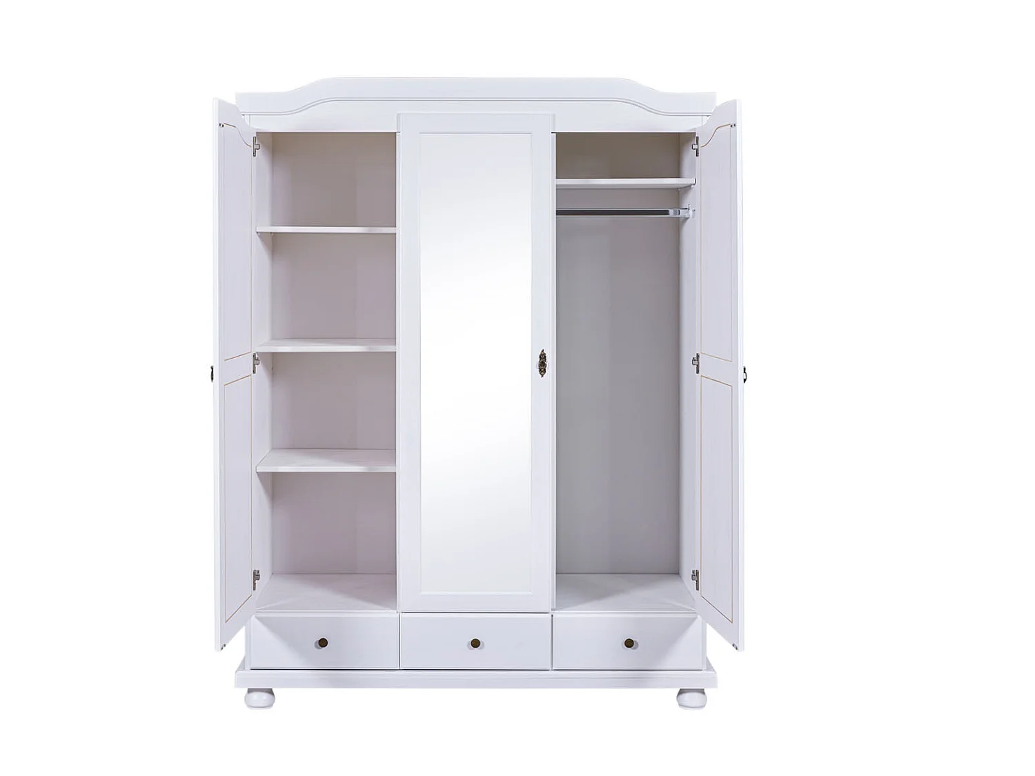 Kapco Kleiderschrank 2 Türen, 1 Spiegeltür, 3 Schubladen, weiss.