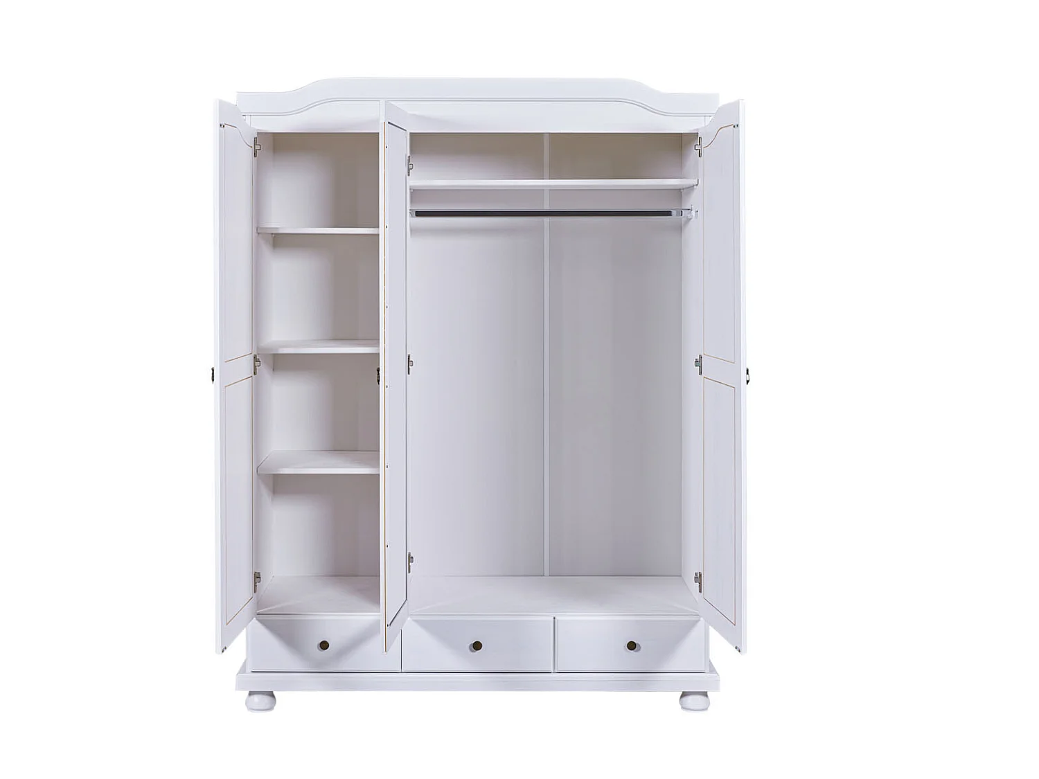 Kapco Kleiderschrank 2 Türen, 1 Spiegeltür, 3 Schubladen, weiss.