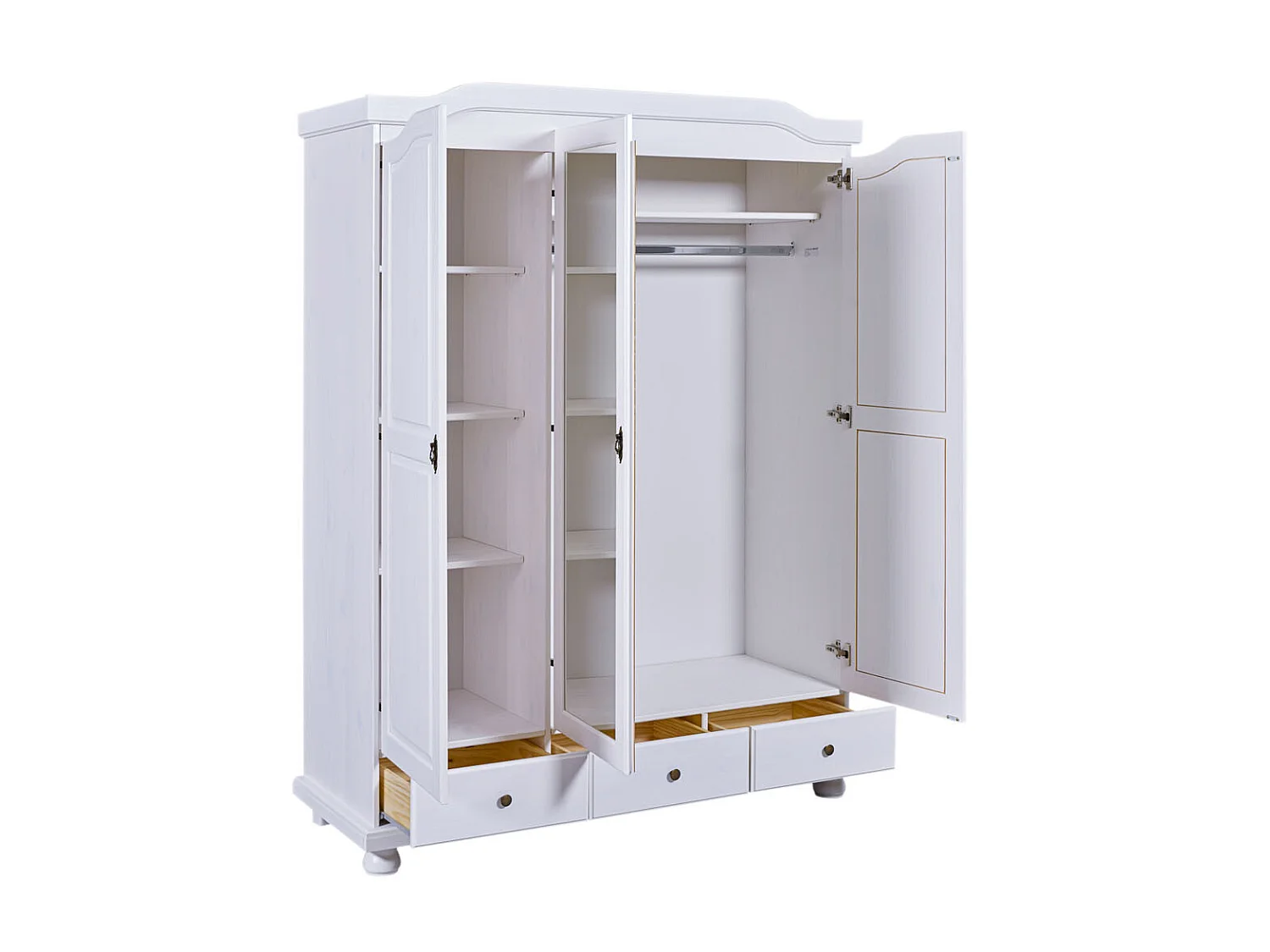 Kapco Kleiderschrank 2 Türen, 1 Spiegeltür, 3 Schubladen, weiss.