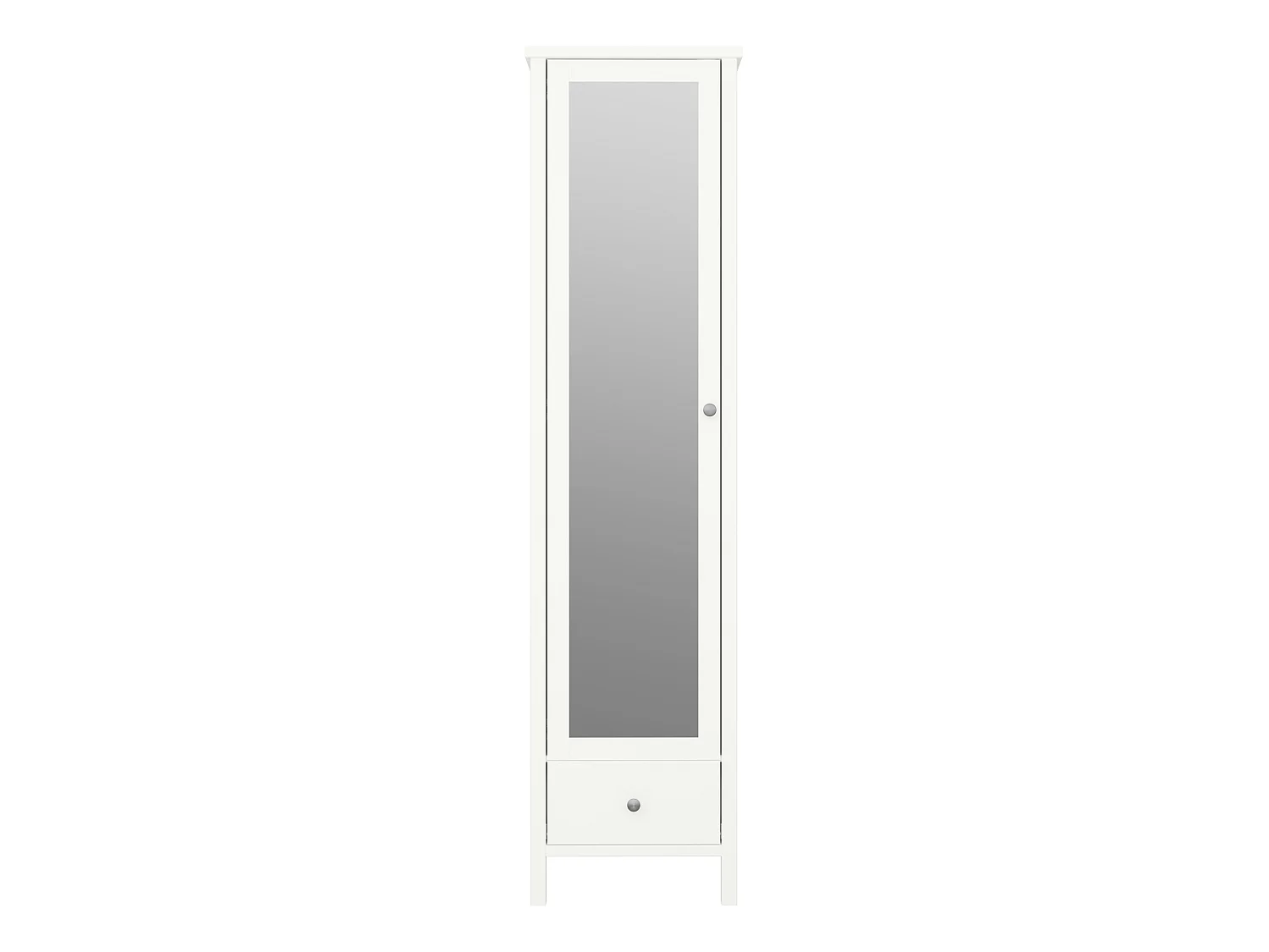 Trone kledingkast 1 spiegeldeur en 1 lade, wit gelakt.