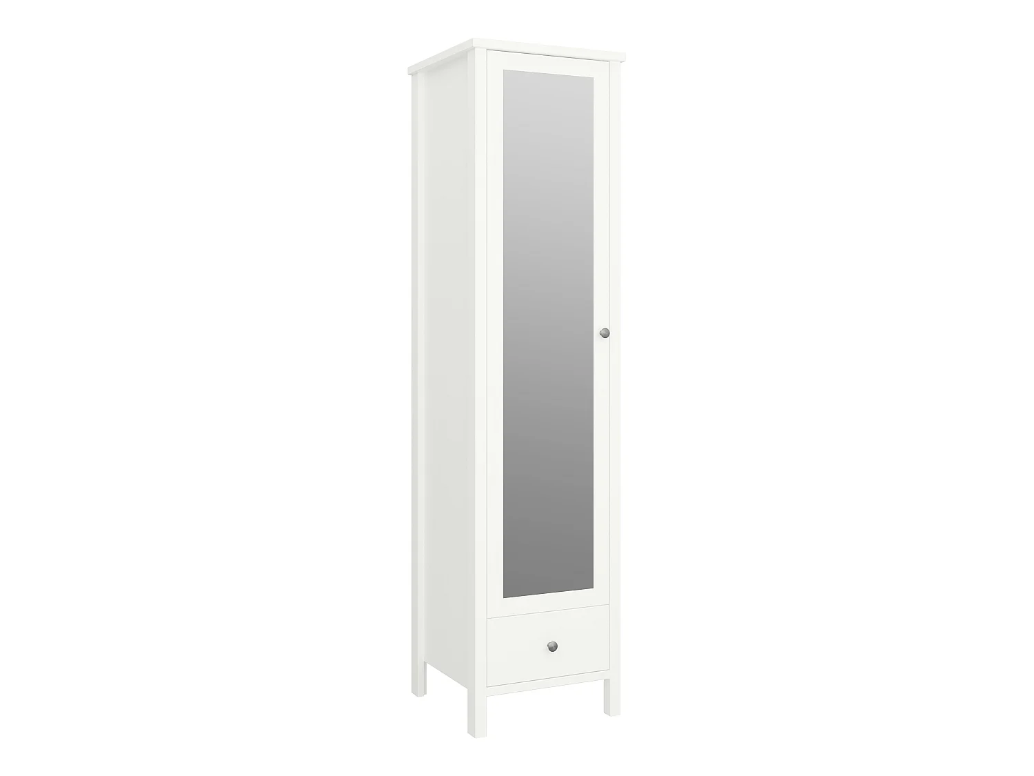 Trone Kleiderschrank 1 Spiegeltür und 1 Schublade, weisslackiert.