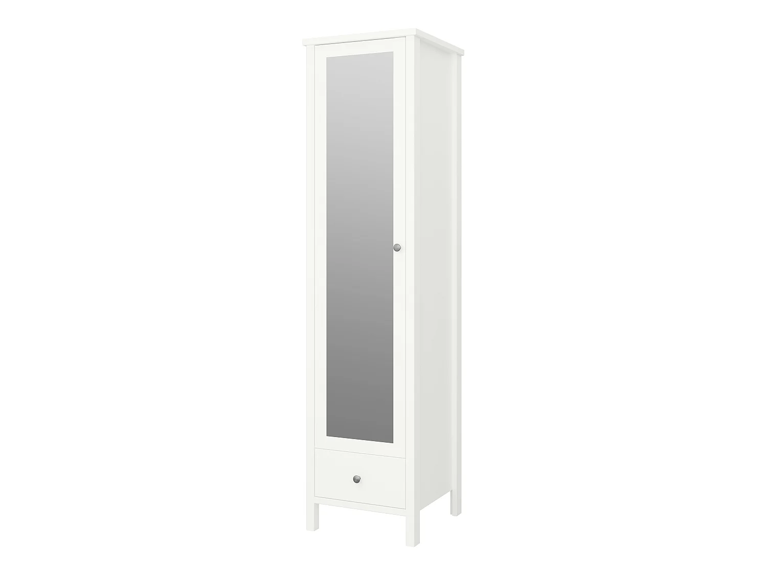 Trone Kleiderschrank 1 Spiegeltür und 1 Schublade, weisslackiert.