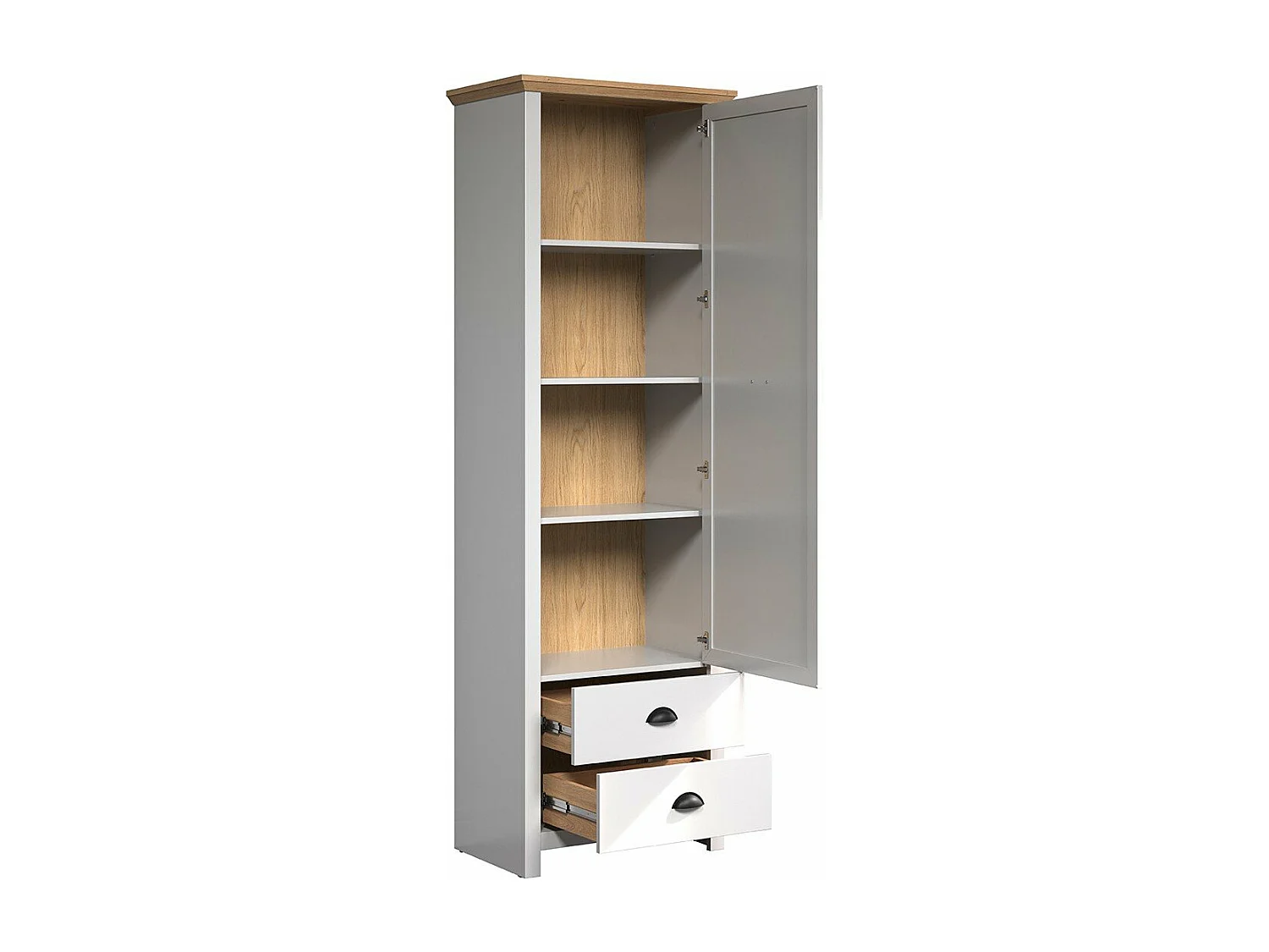 Landside Kleiderschrank 1 Tür, 2 Schubladen, grau.