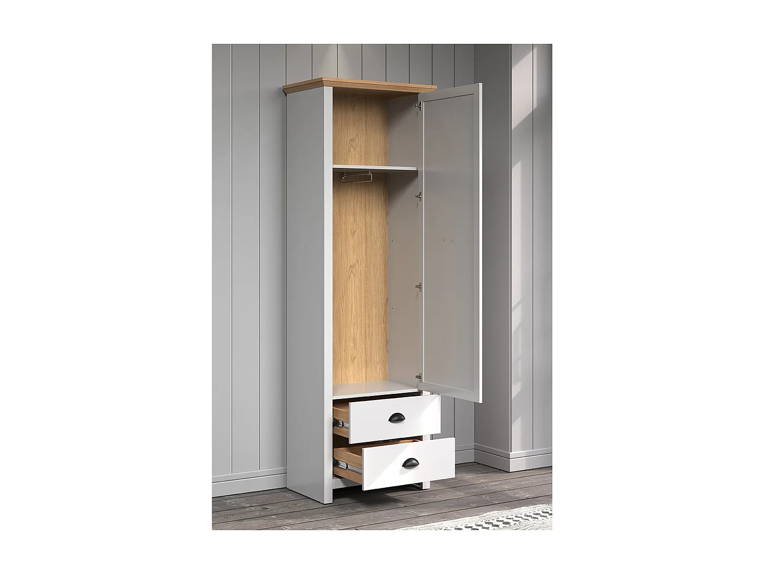 Szafka do przedpokoju 1 drzwi i 2 szuflady L65 cm - LANDSIDE