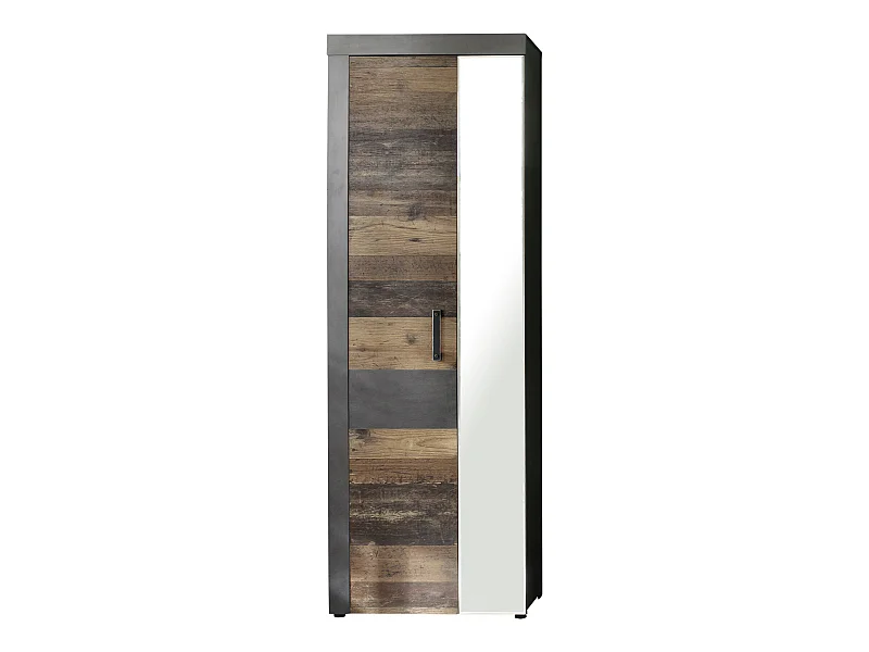 Irwin Armoire 2 portes, finition Matera, gris, style vieux bois.