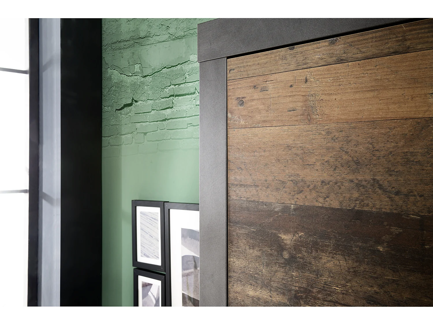 Irwin kledingkast 2 deuren, grijs Matera decor, Old Wood decor.